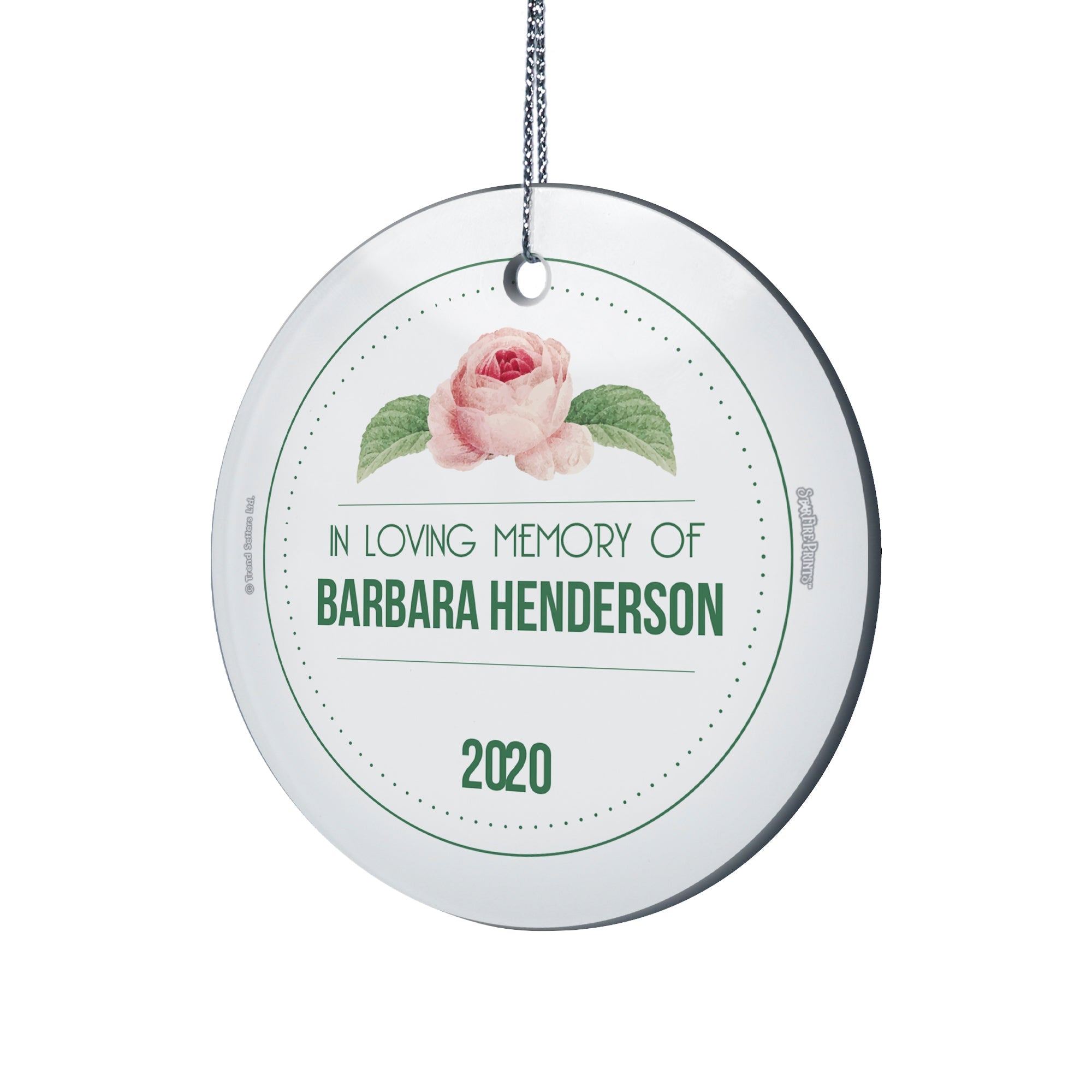 Memorial Collection (In Loving Memory White – Personalize with Name) StarFire Prints Hanging Glass