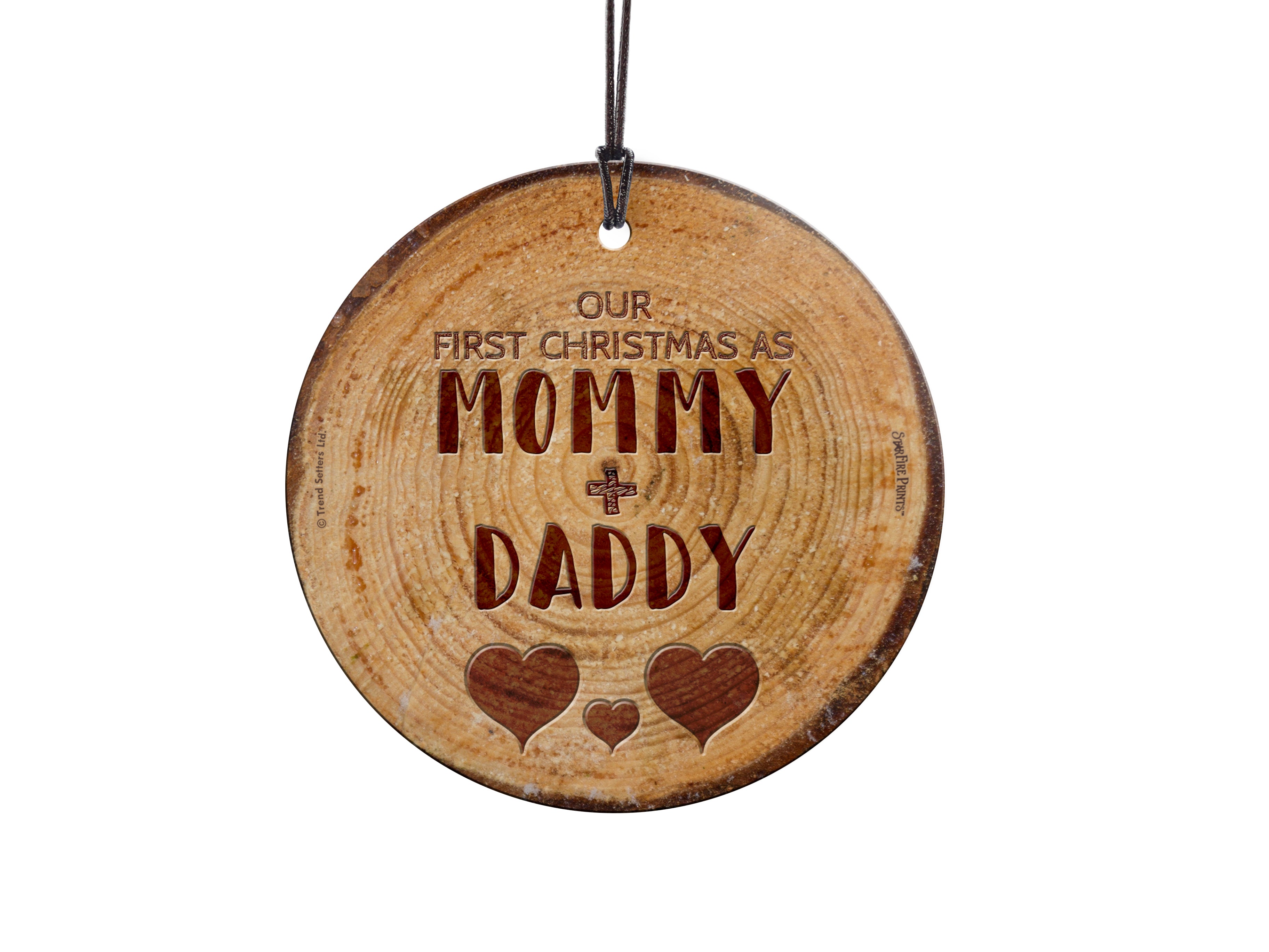 Christmas Collection (First Christmas as Mommy and Daddy Log) StarFire Prints™ Hanging Glass Print SPCIR1084