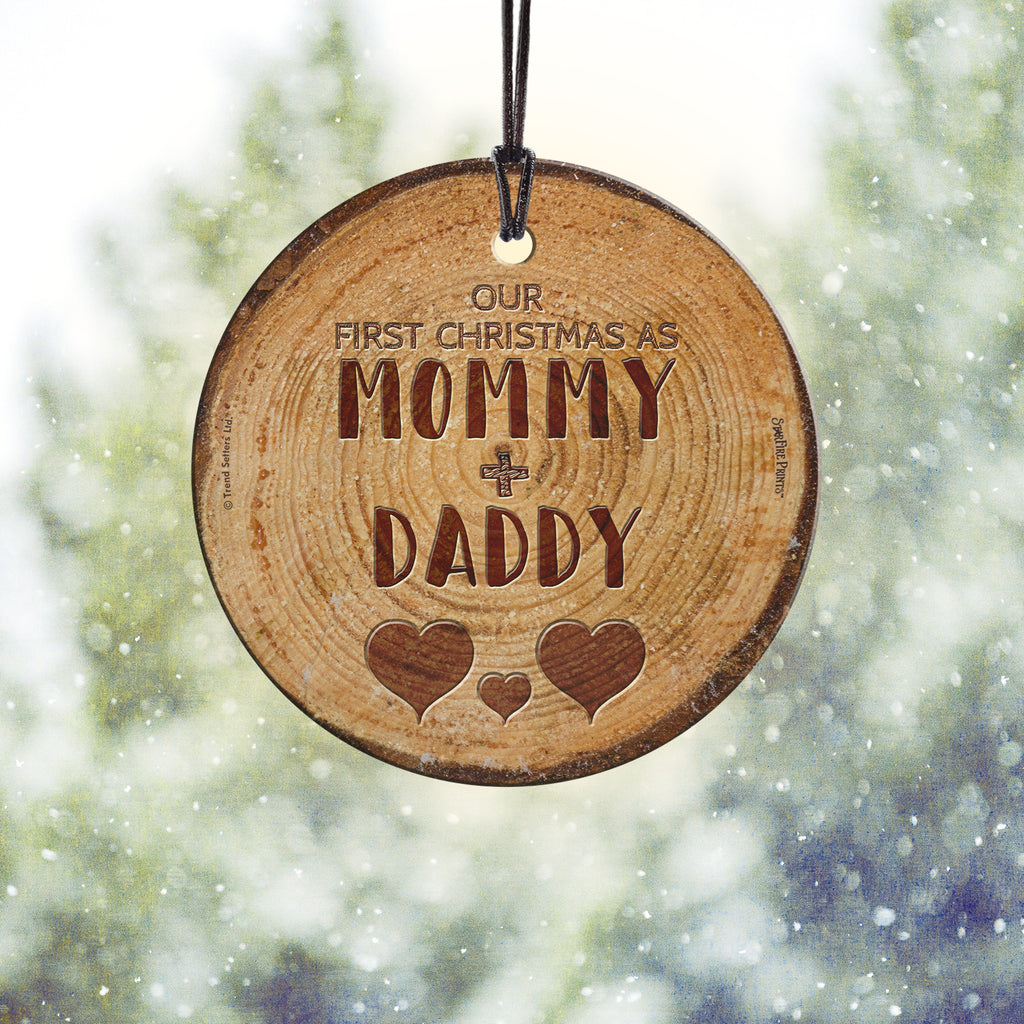 Christmas Collection (First Christmas as Mommy and Daddy Log) StarFire Prints™ Hanging Glass Print SPCIR1084