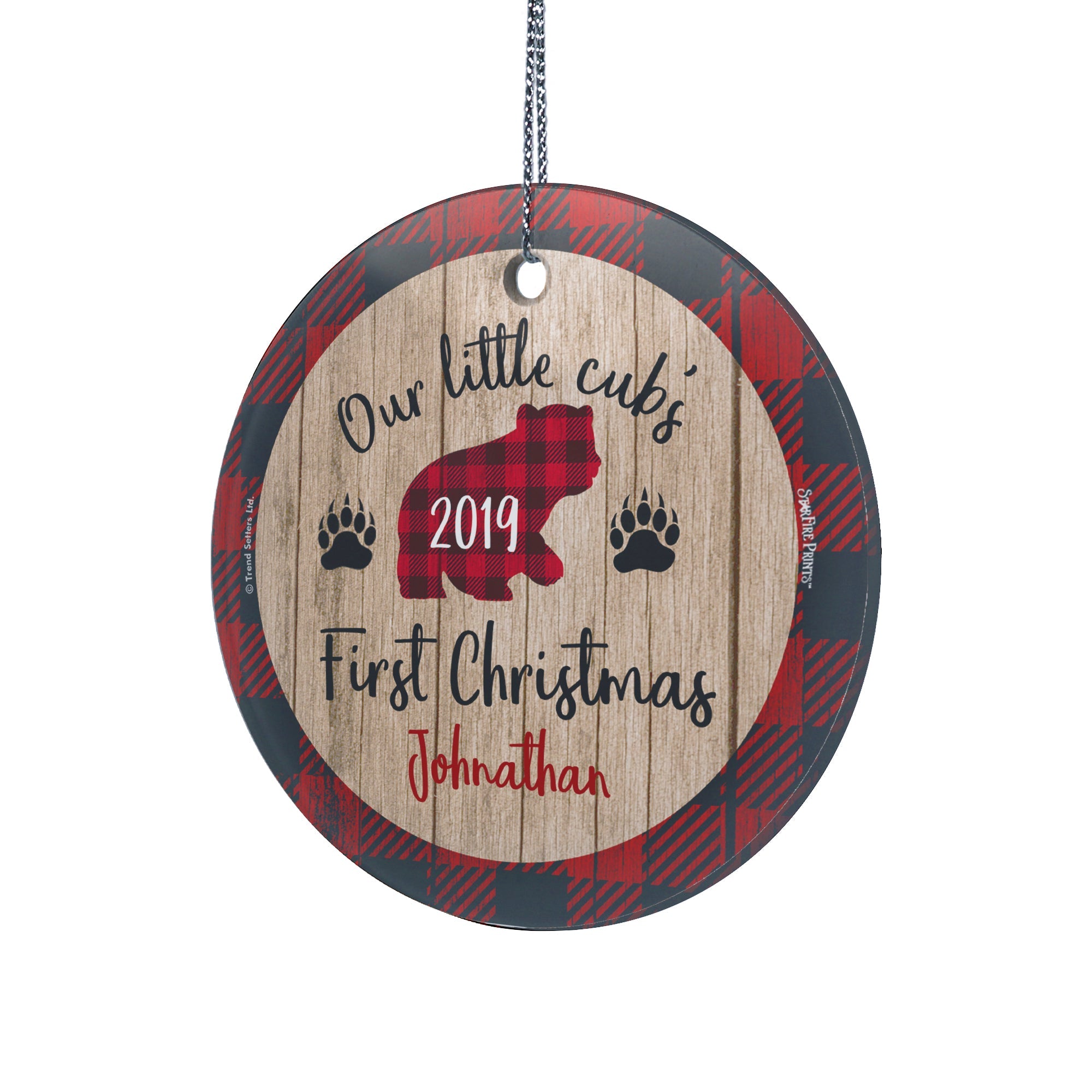 Christmas Collection (Baby's First Christmas - Little Cub) StarFire Prints Hanging Glass Print