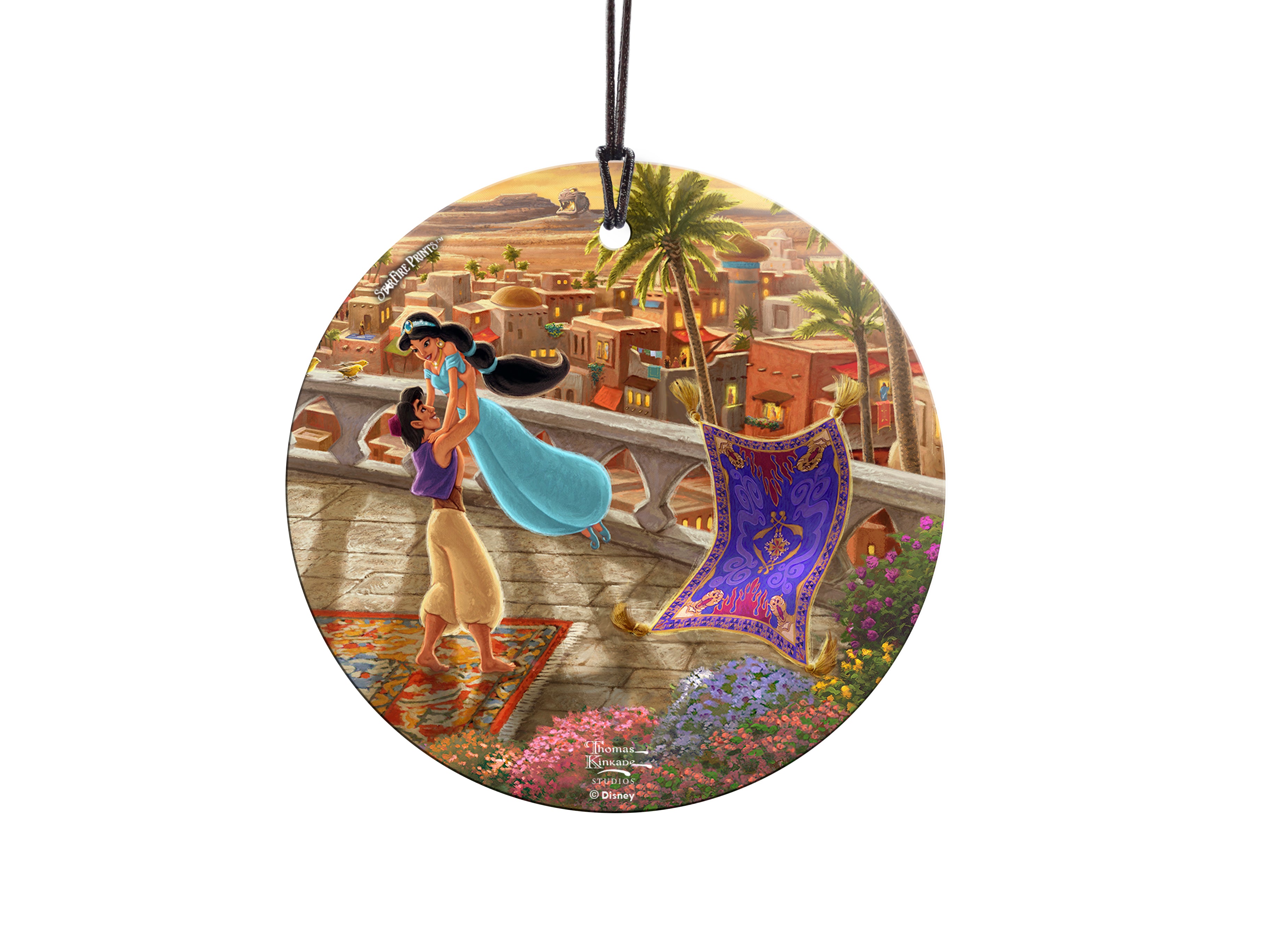 Disney (Jasmine Dancing in the Desert Sunset- Jasmine and Aladdin) StarFire Prints™ Hanging Glass Print SPCIR1089