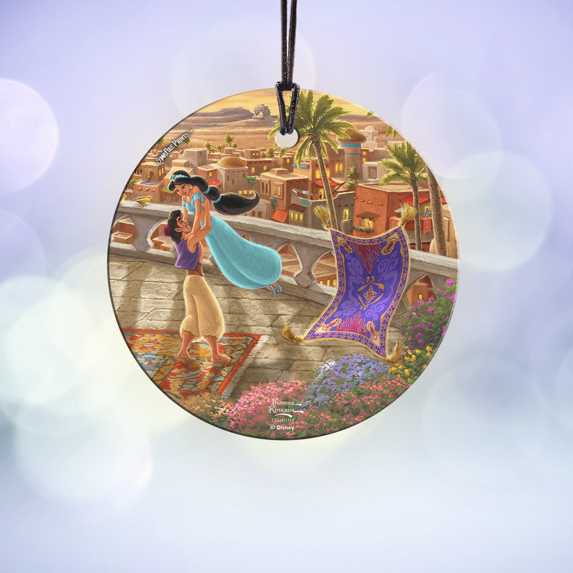 Disney (Jasmine Dancing in the Desert Sunset- Jasmine and Aladdin) StarFire Prints™ Hanging Glass Print SPCIR1089