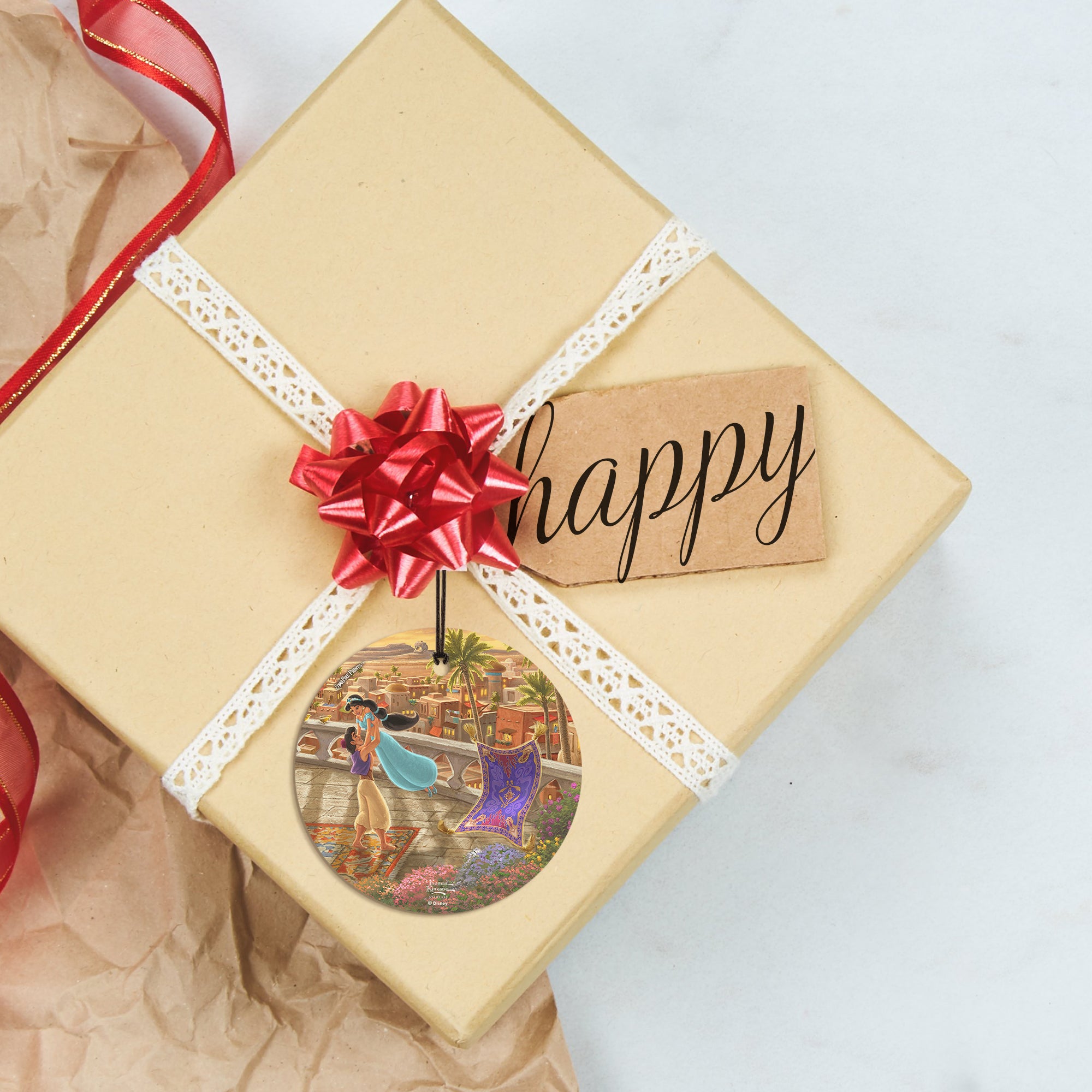 Disney (Jasmine Dancing in the Desert Sunset- Jasmine and Aladdin) StarFire Prints™ Hanging Glass Print SPCIR1089