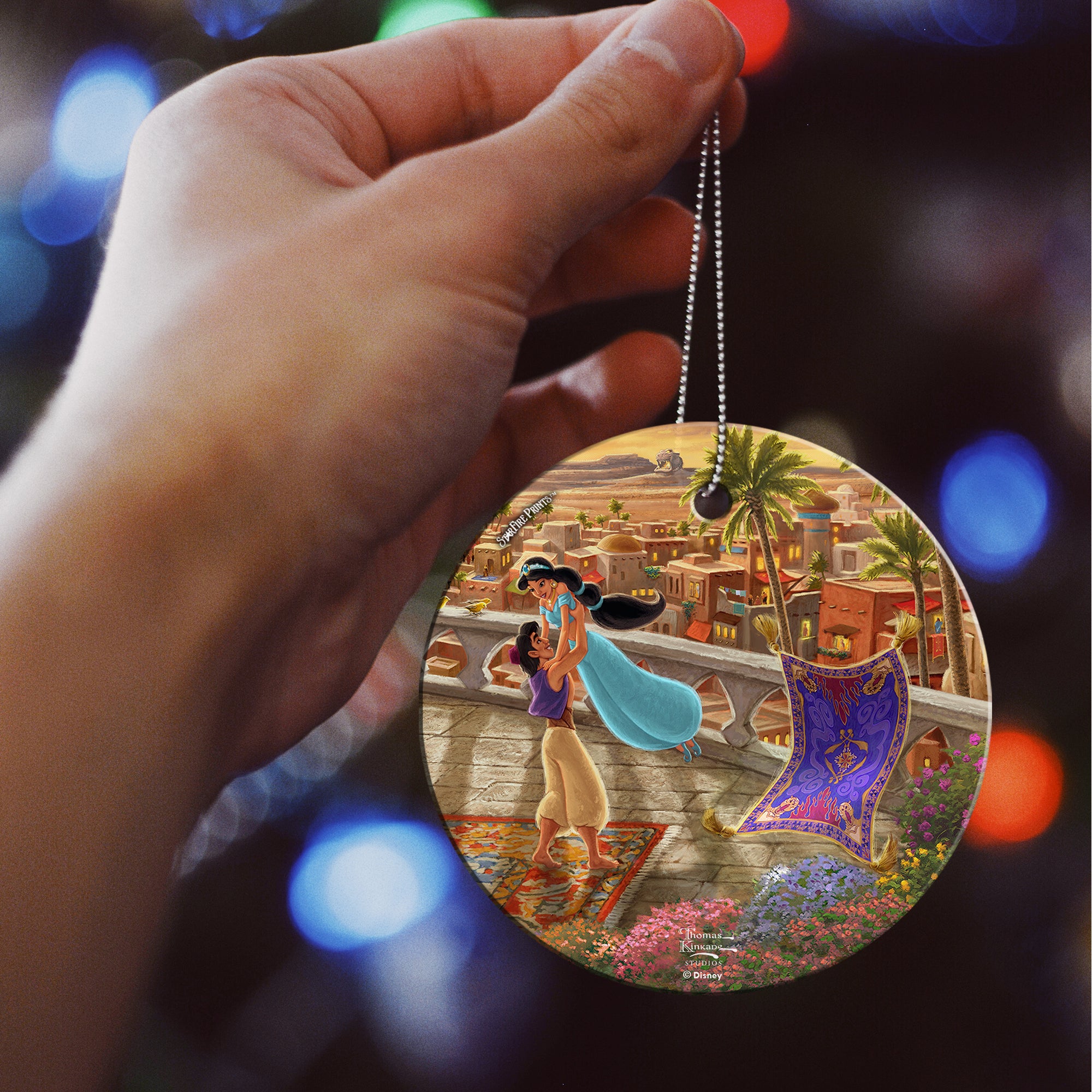 Disney (Jasmine Dancing in the Desert Sunset- Jasmine and Aladdin) StarFire Prints™ Hanging Glass Print SPCIR1089