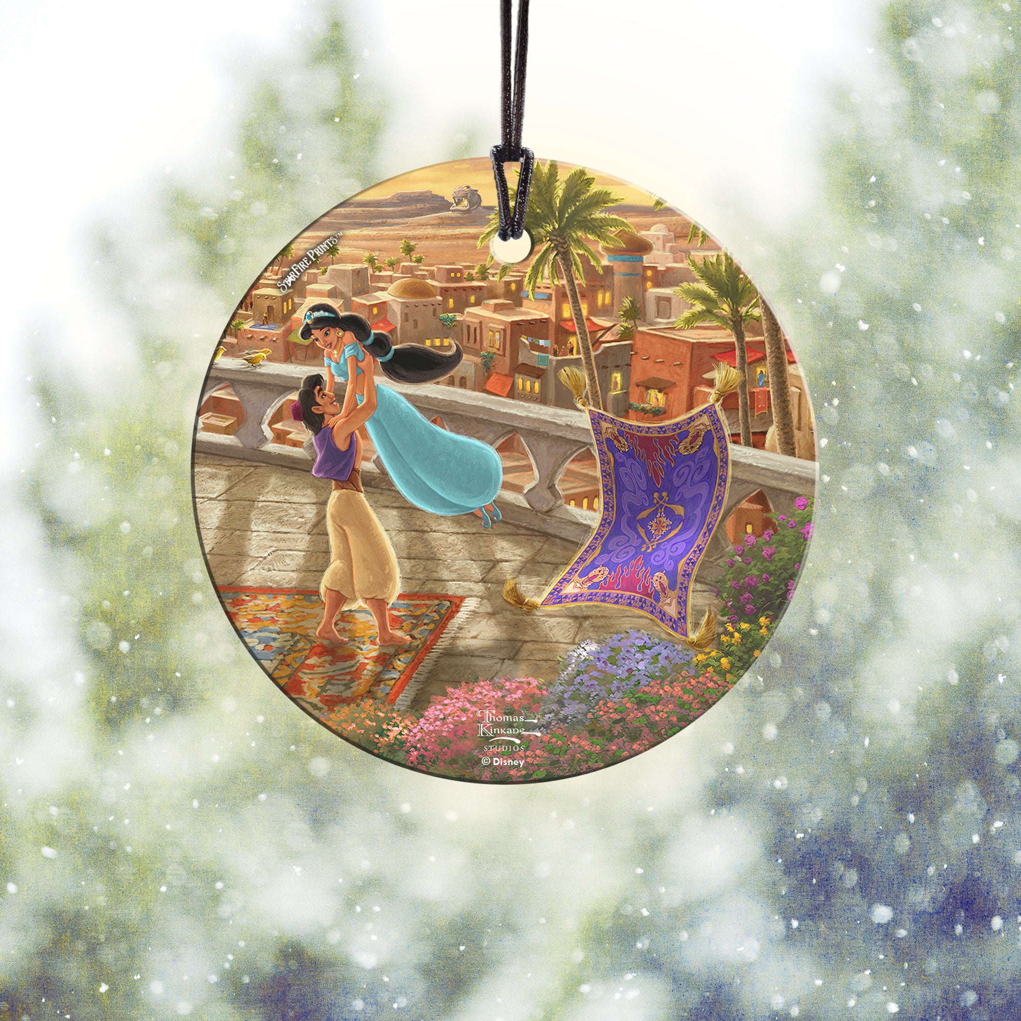 Disney (Jasmine Dancing in the Desert Sunset- Jasmine and Aladdin) StarFire Prints™ Hanging Glass Print SPCIR1089