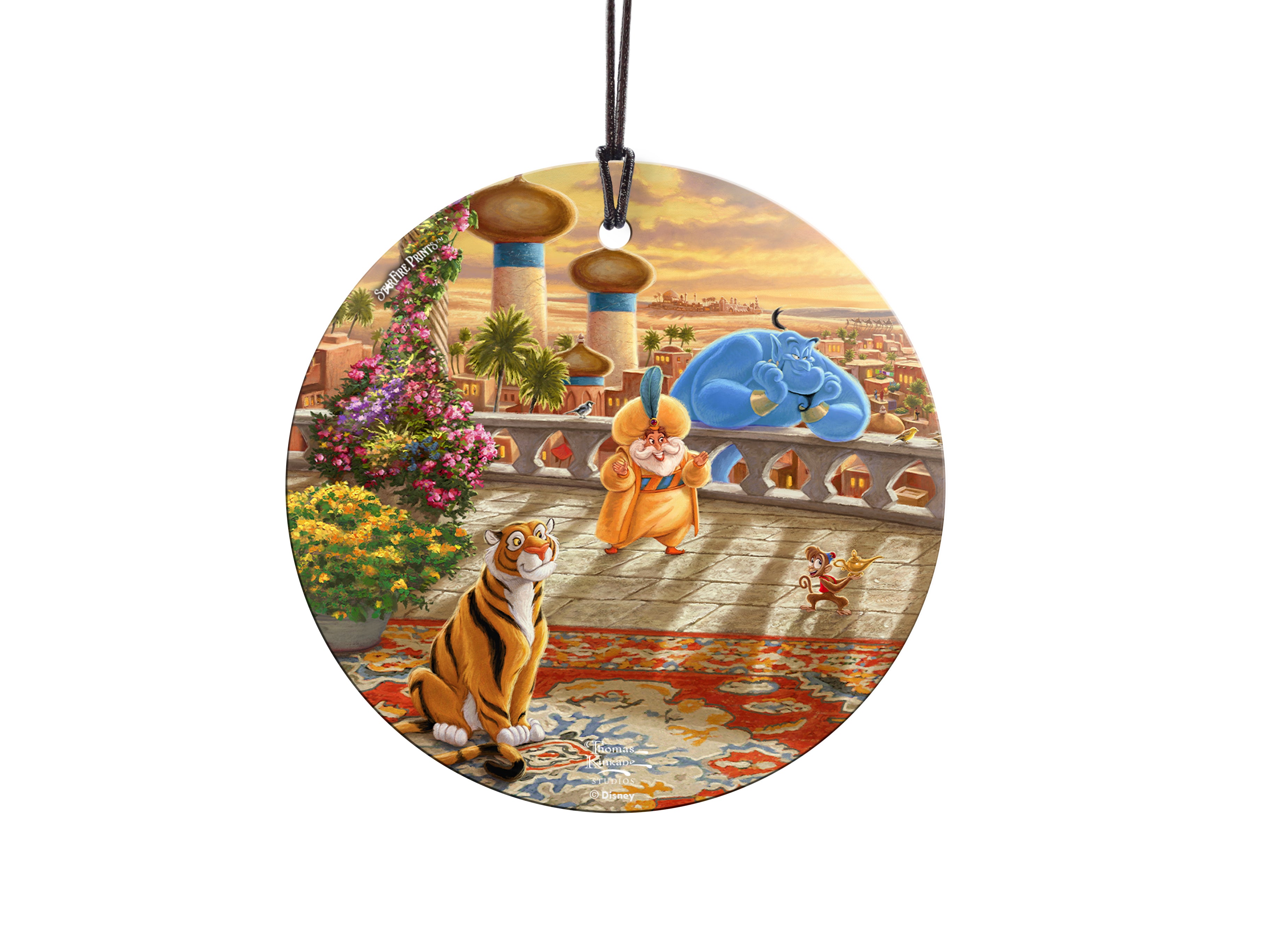 Disney (Jasmine Dancing in the Desert Sunset- Genie and Abu) StarFire Prints™ Hanging Glass Print SPCIR1090
