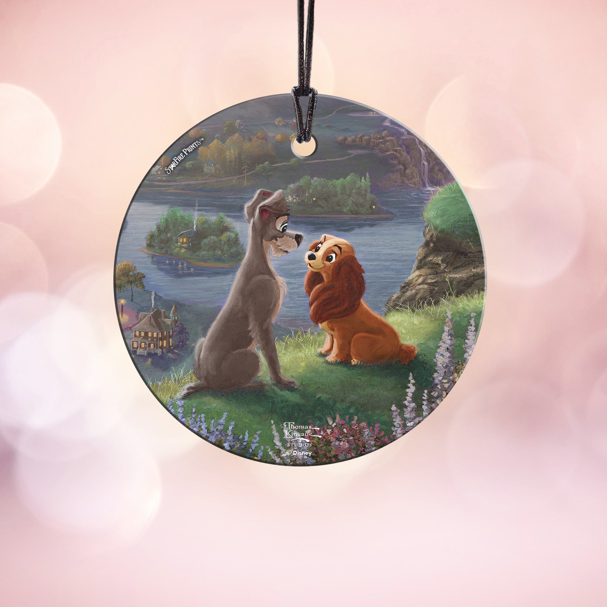 Disney (Lady and the Tramp Falling in Love - Lady and the Tramp) StarFire Prints™ Hanging Glass Print SPCIR1091