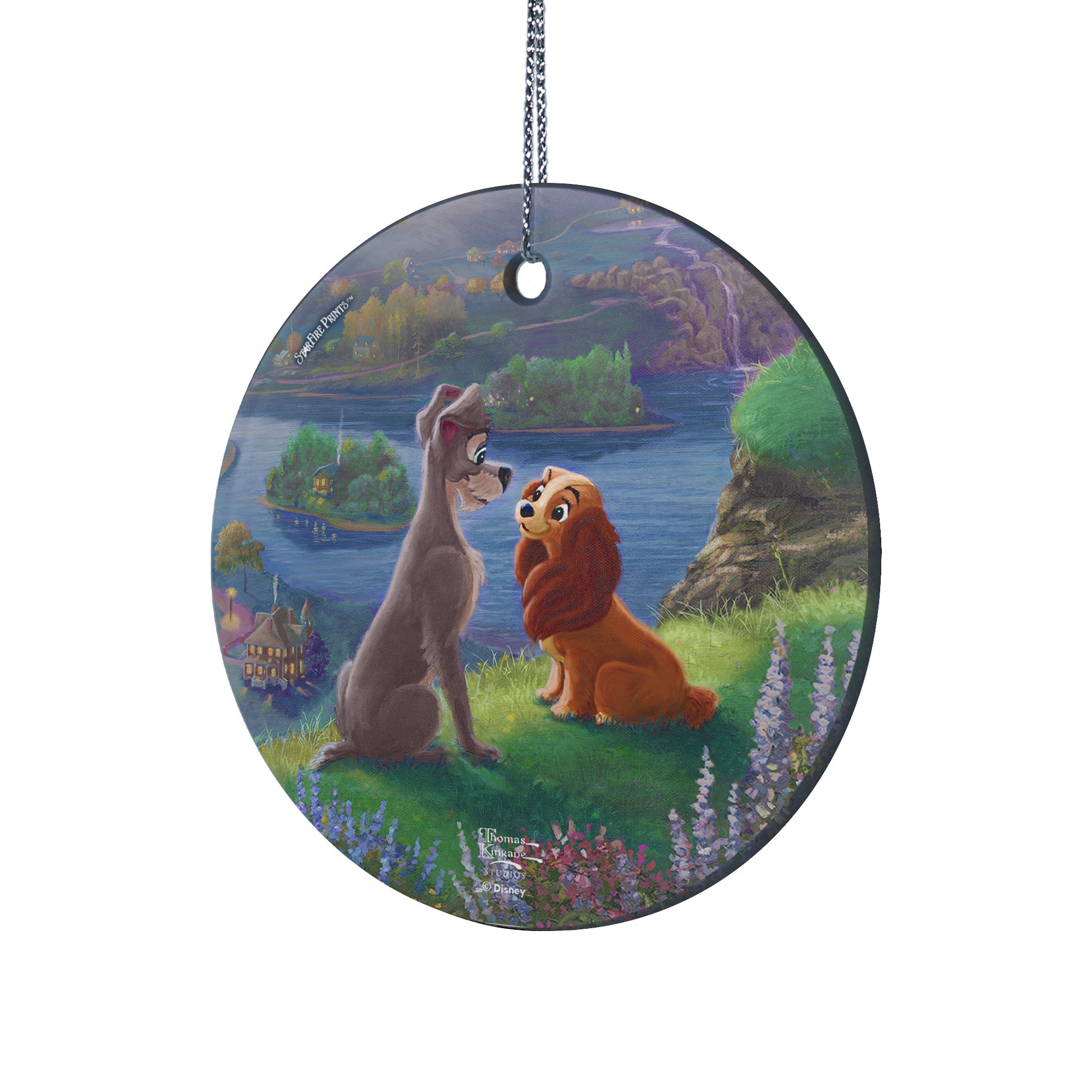 Disney (Lady and the Tramp Falling in Love - Lady and the Tramp) StarFire Prints™ Hanging Glass Print SPCIR1091
