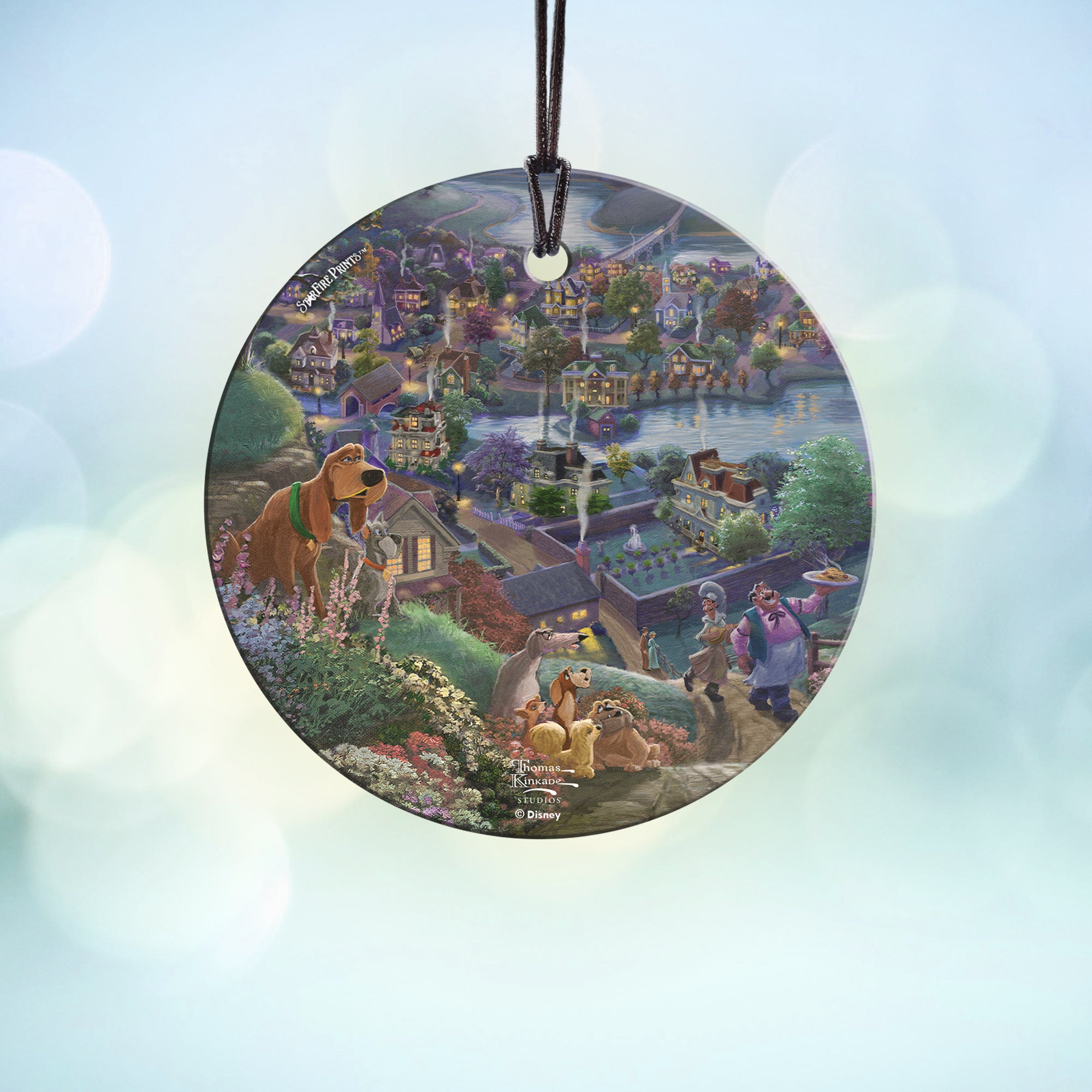 Disney (Lady and the Tramp Falling in Love - Tony and Friends) StarFire Prints™ Hanging Glass Print SPCIR1092