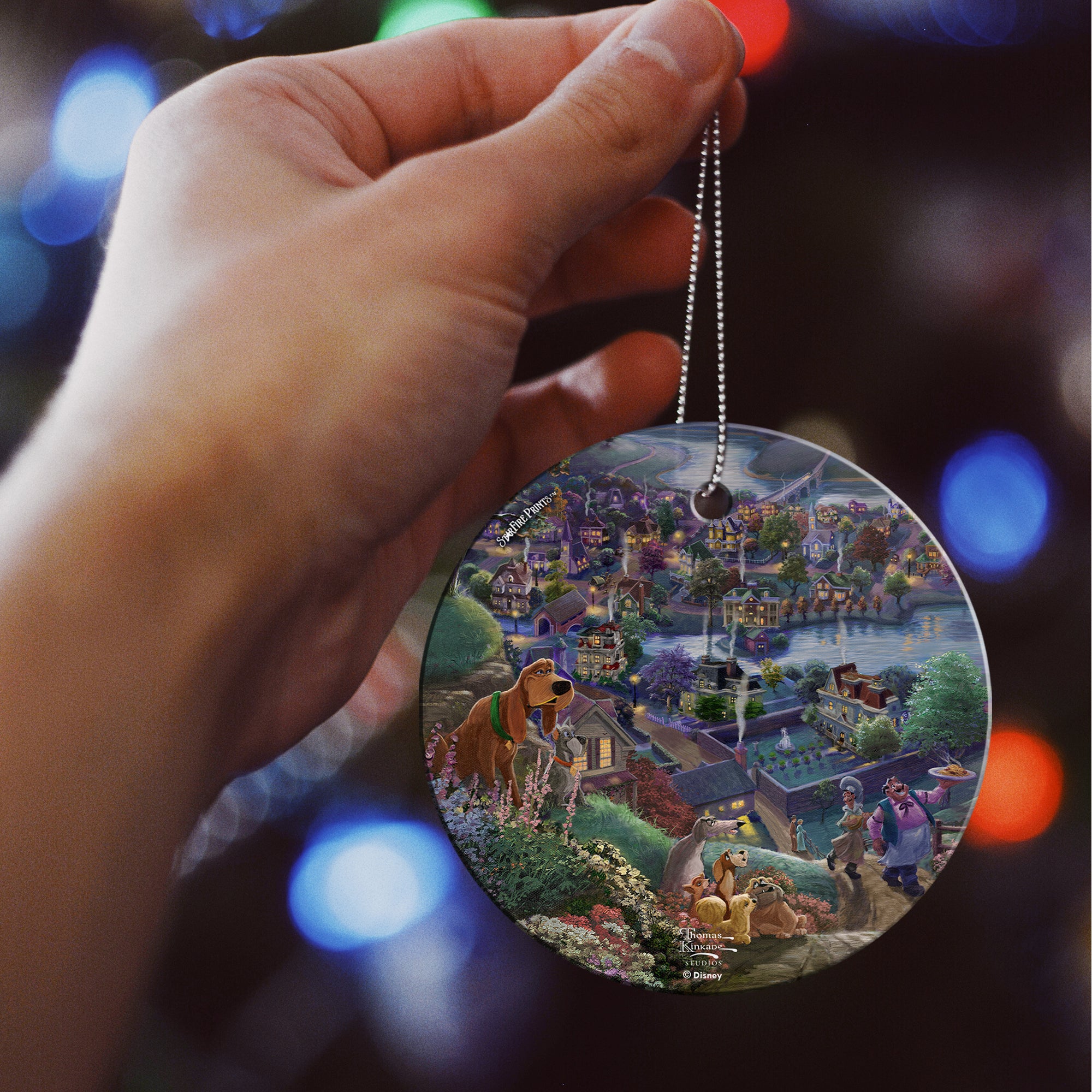 Disney (Lady and the Tramp Falling in Love - Tony and Friends) StarFire Prints™ Hanging Glass Print SPCIR1092