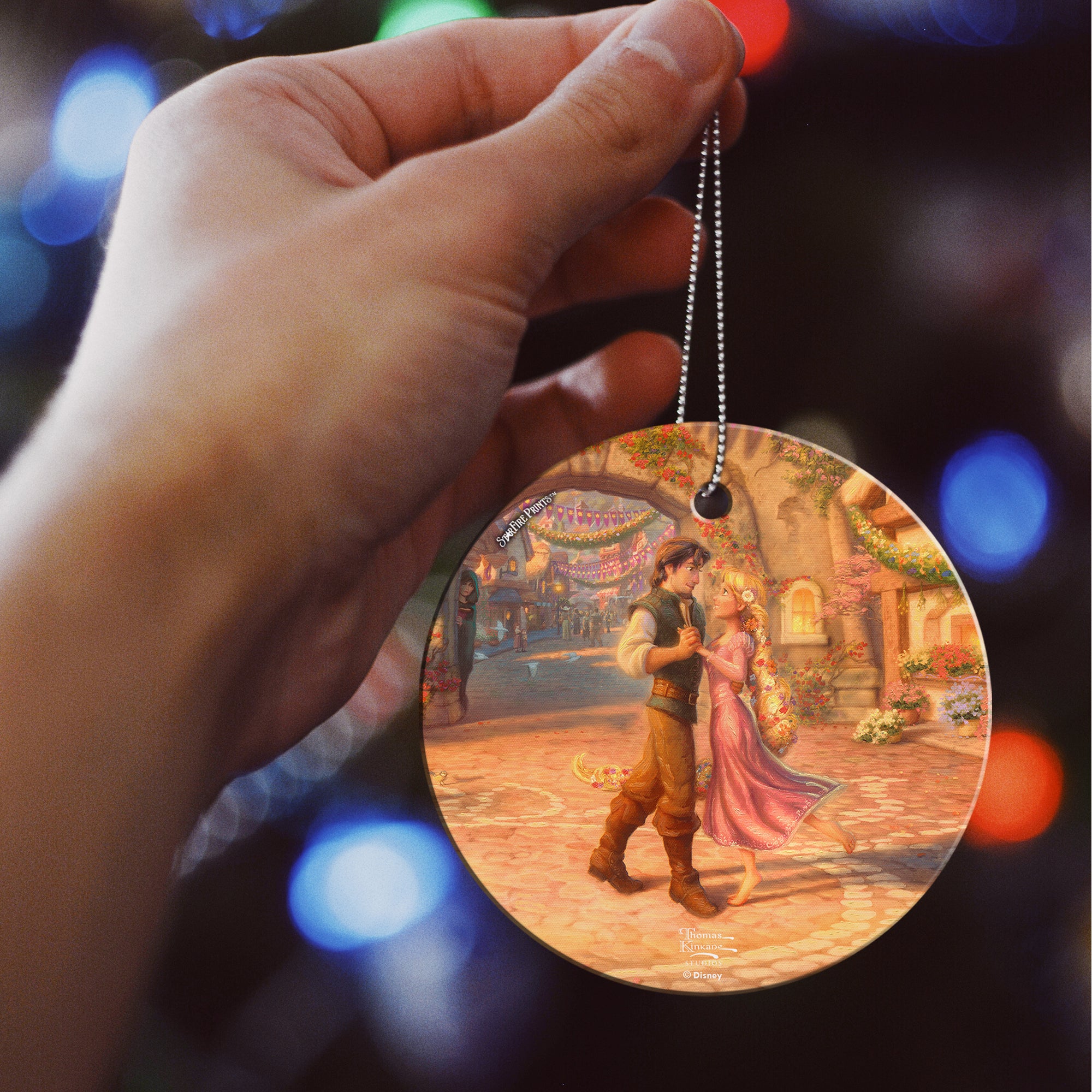 Disney (Rapunzel Dancing in the Sunlit Courtyard - Rapunzel and Flynn) StarFire Prints™ Hanging Glass Print SPCIR1096