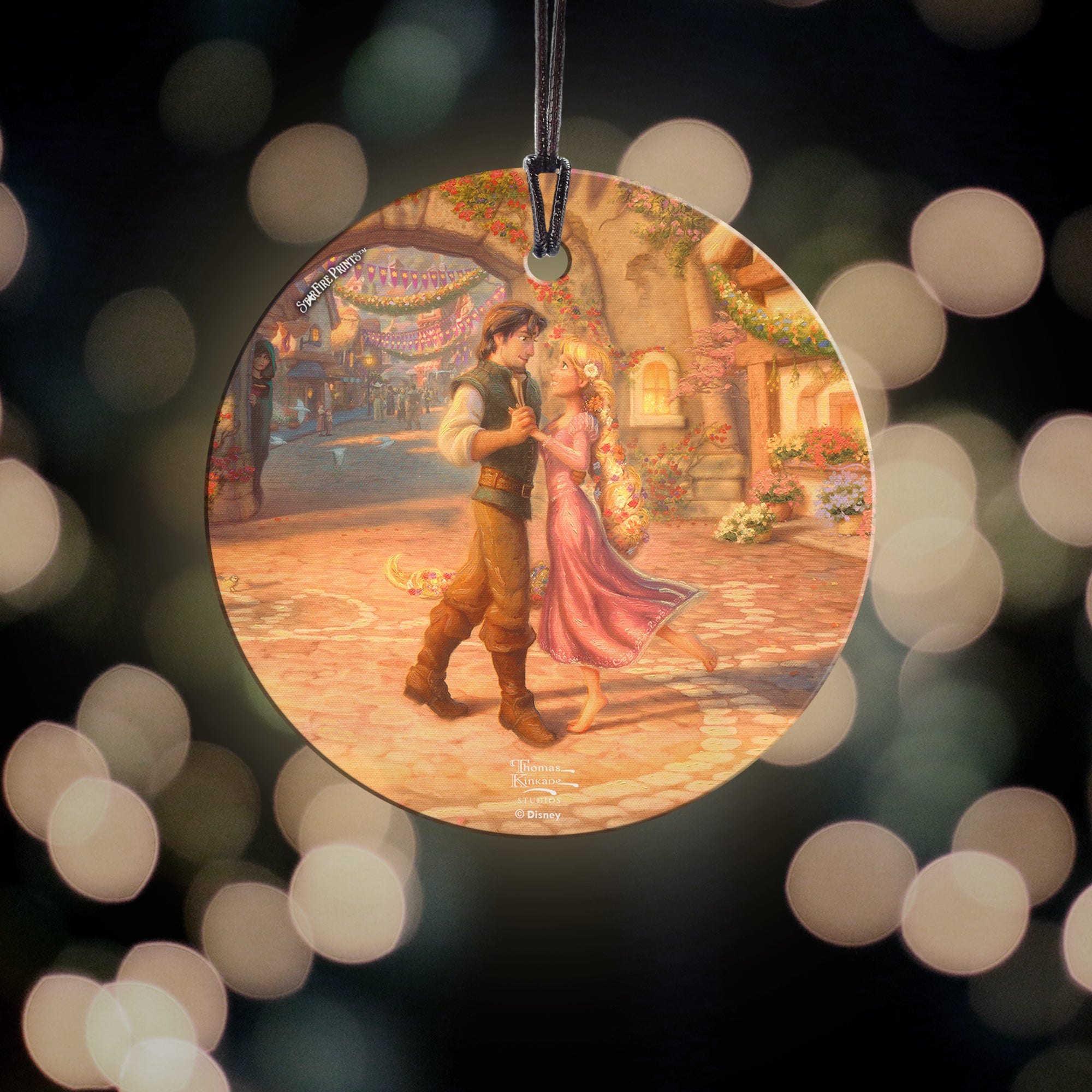 Disney (Rapunzel Dancing in the Sunlit Courtyard - Rapunzel and Flynn) StarFire Prints™ Hanging Glass Print SPCIR1096