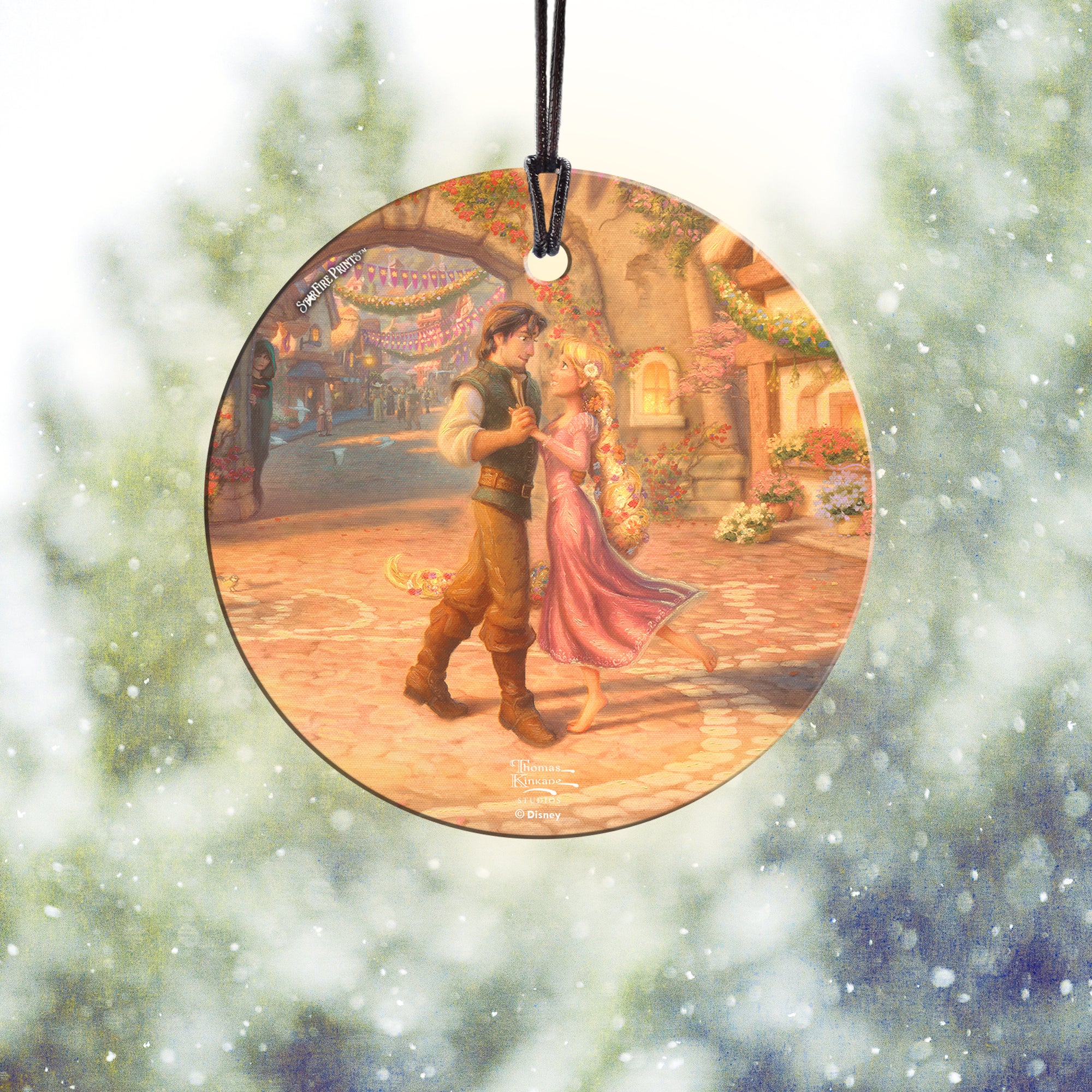 Disney (Rapunzel Dancing in the Sunlit Courtyard - Rapunzel and Flynn) StarFire Prints™ Hanging Glass Print SPCIR1096