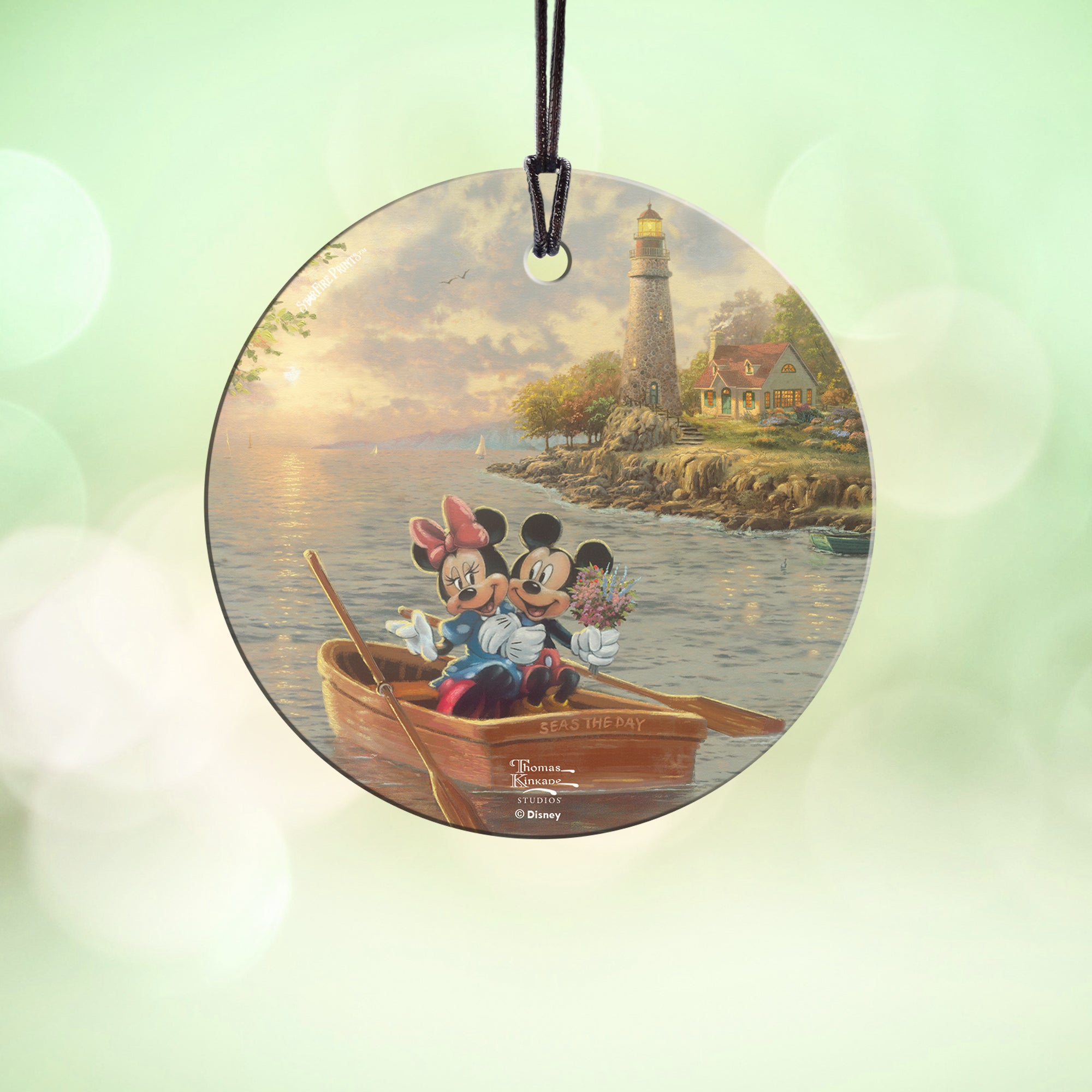 Disney (Mickey and Minnie Lighthouse Cove - Mickey and Minnie) StarFire Prints™ Hanging Glass Print SPCIR1098