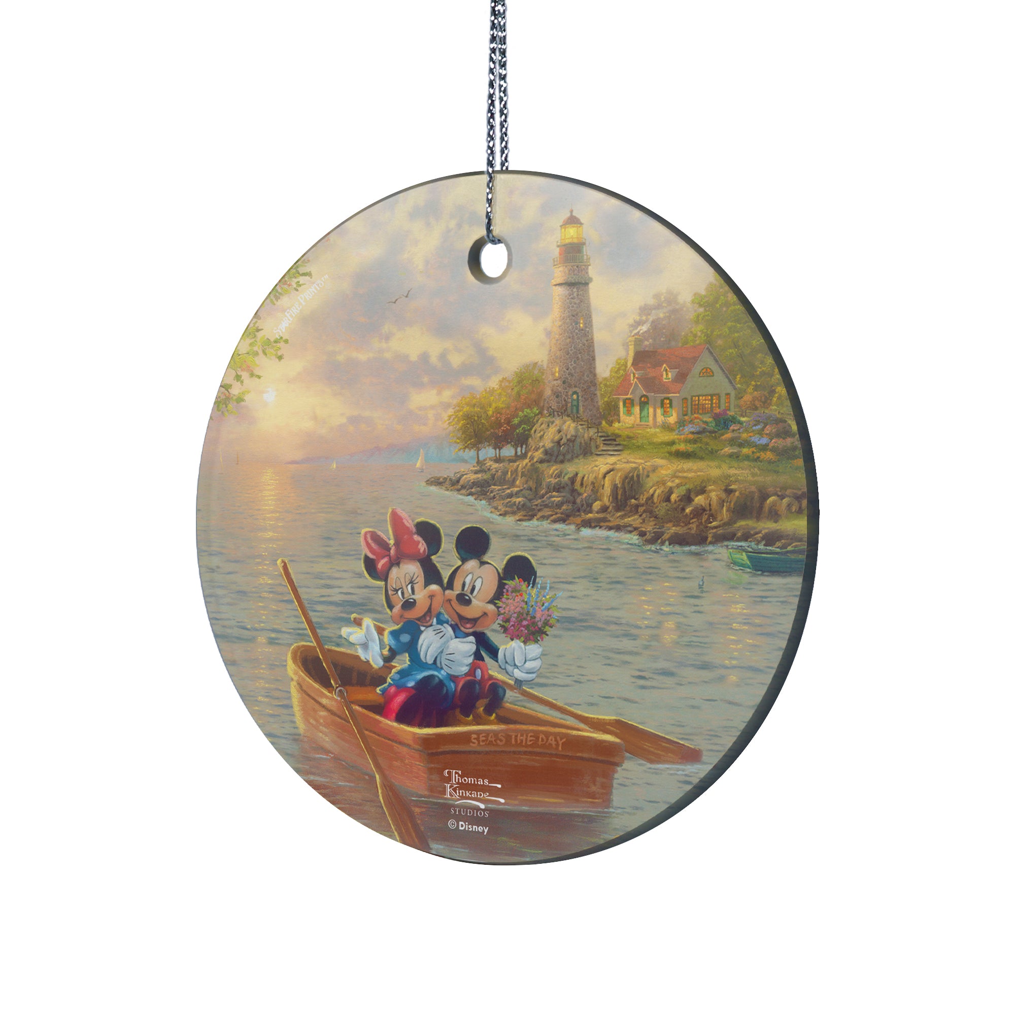 Disney (Mickey and Minnie Lighthouse Cove - Mickey and Minnie) StarFire Prints™ Hanging Glass Print SPCIR1098
