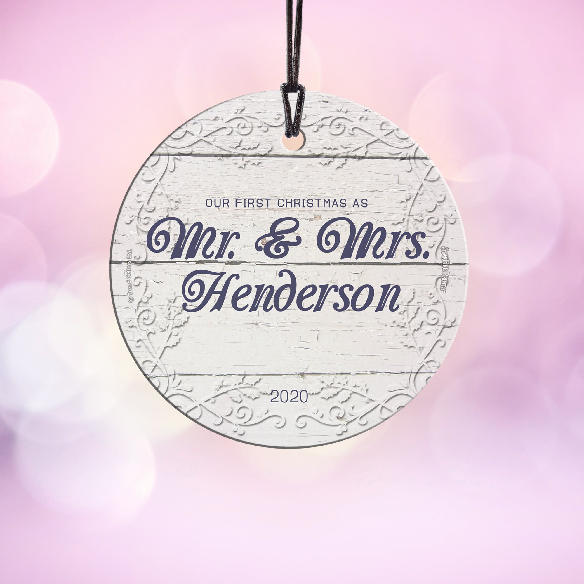 Christmas Collection (First Christmas Married - Personalized) StarFire Prints Hanging Glass Print