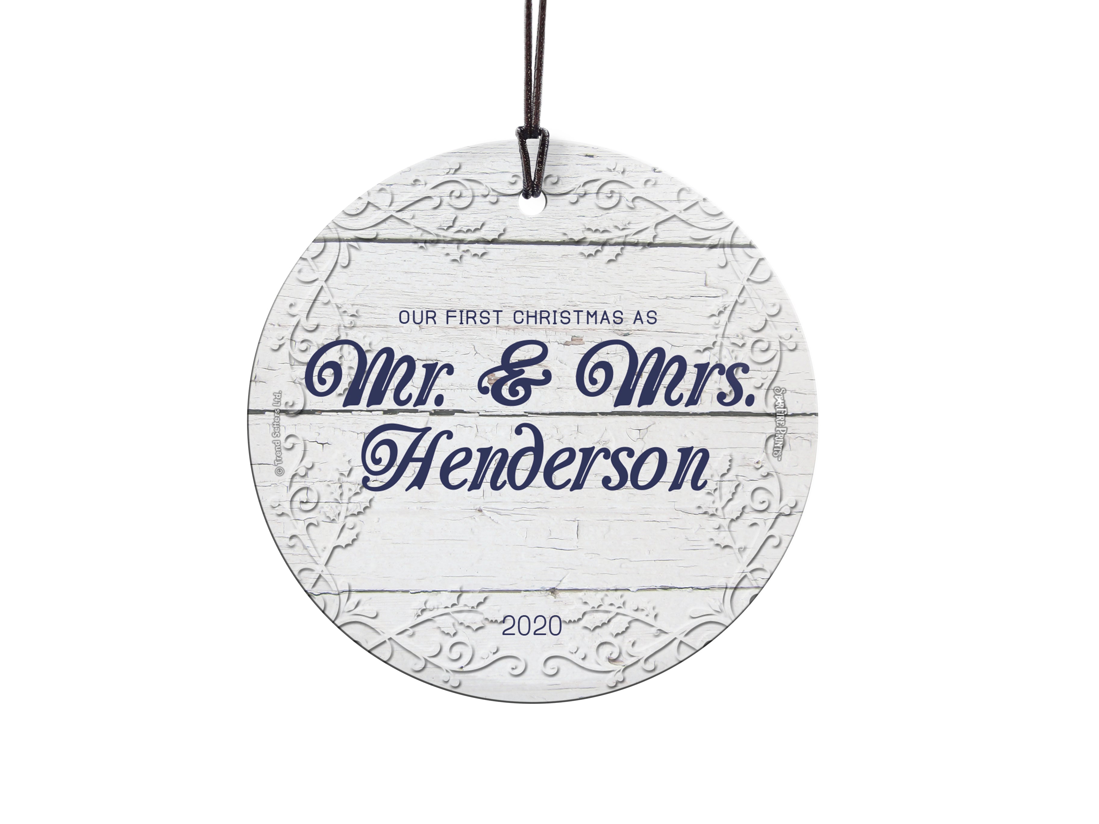 Christmas Collection (First Christmas Married - Personalized) StarFire Prints Hanging Glass Print