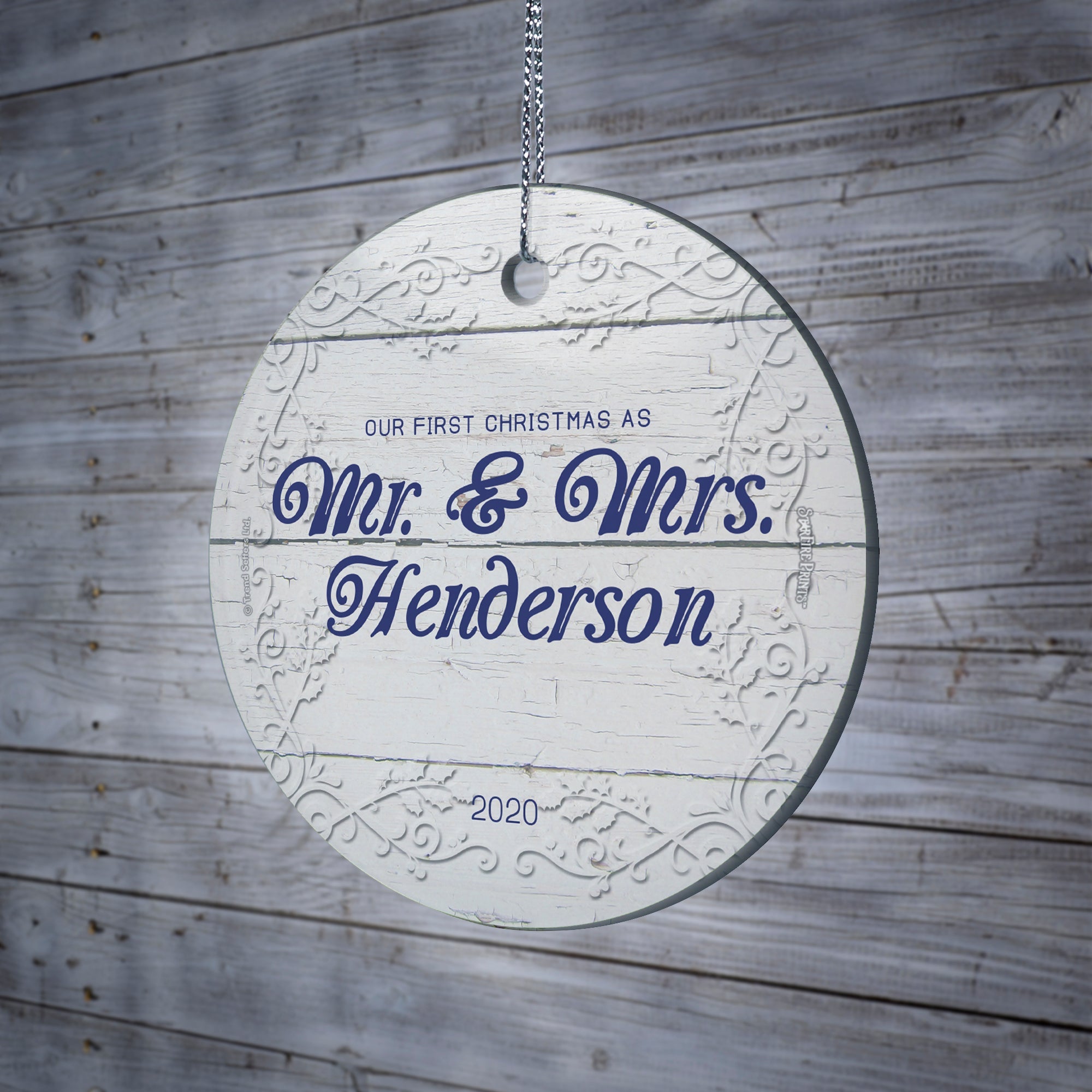 Christmas Collection (First Christmas Married - Personalized) StarFire Prints Hanging Glass Print