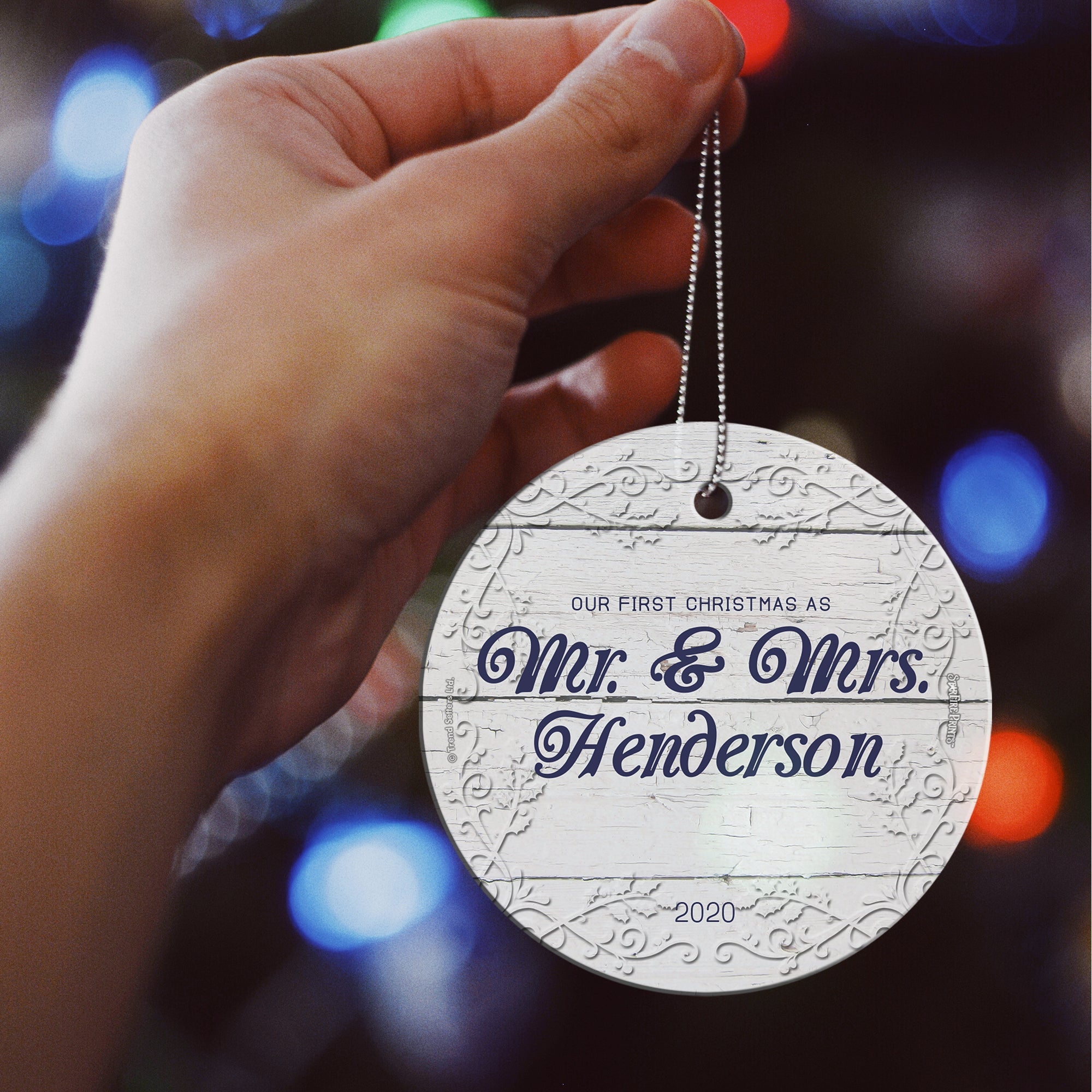 Christmas Collection (First Christmas Married - Personalized) StarFire Prints Hanging Glass Print