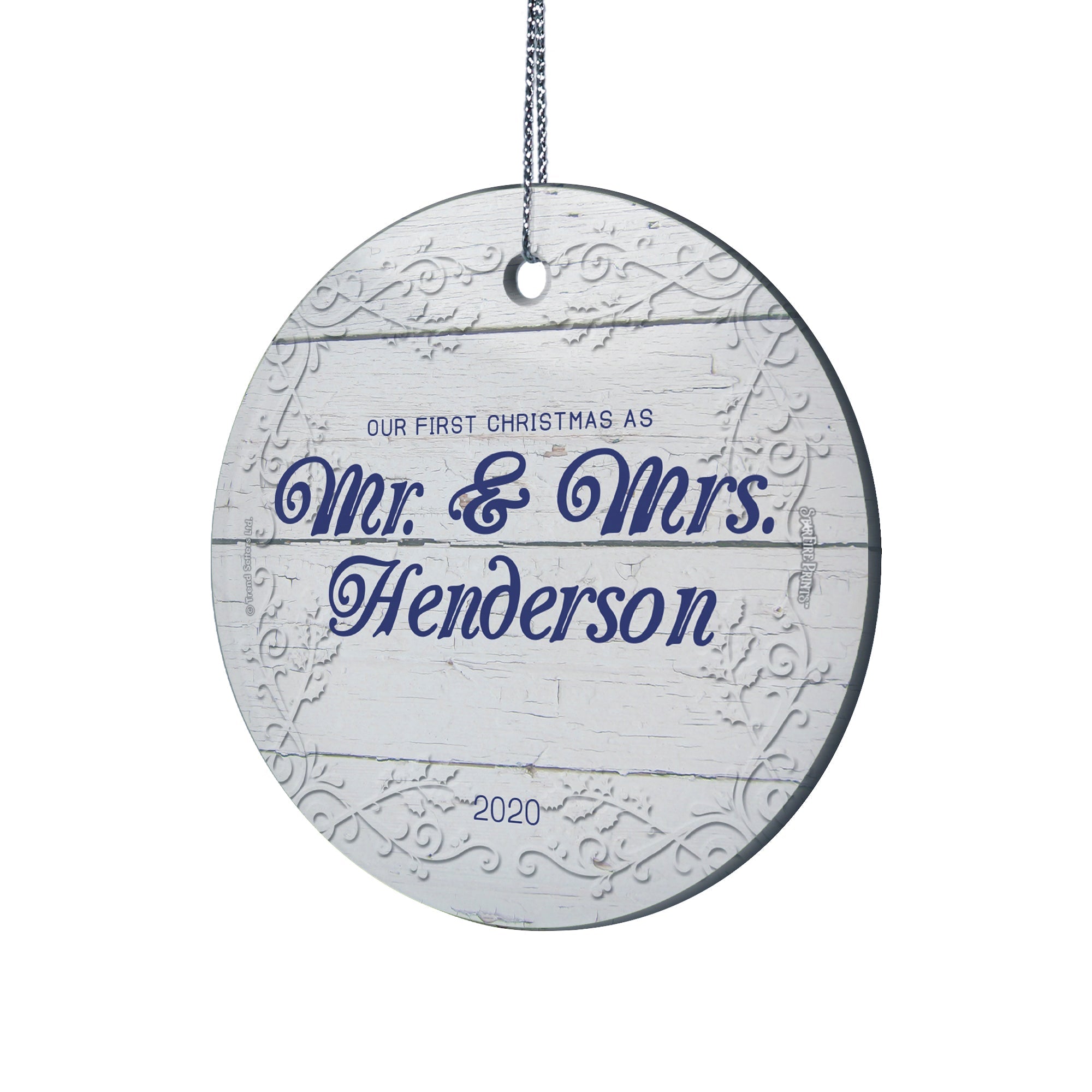 Christmas Collection (First Christmas Married - Personalized) StarFire Prints Hanging Glass Print