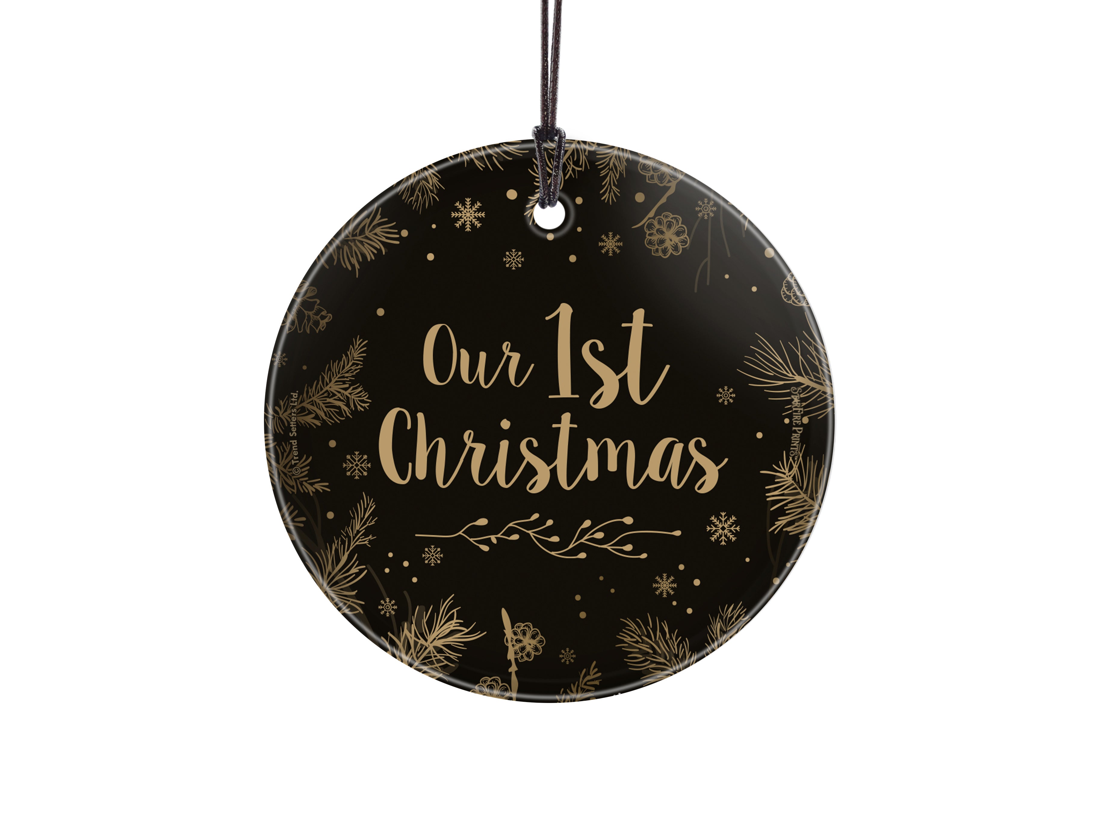 Christmas Collection (Christmas Gold - Personalized) StarFire Prints™ Hanging Glass Print SPCIR1135