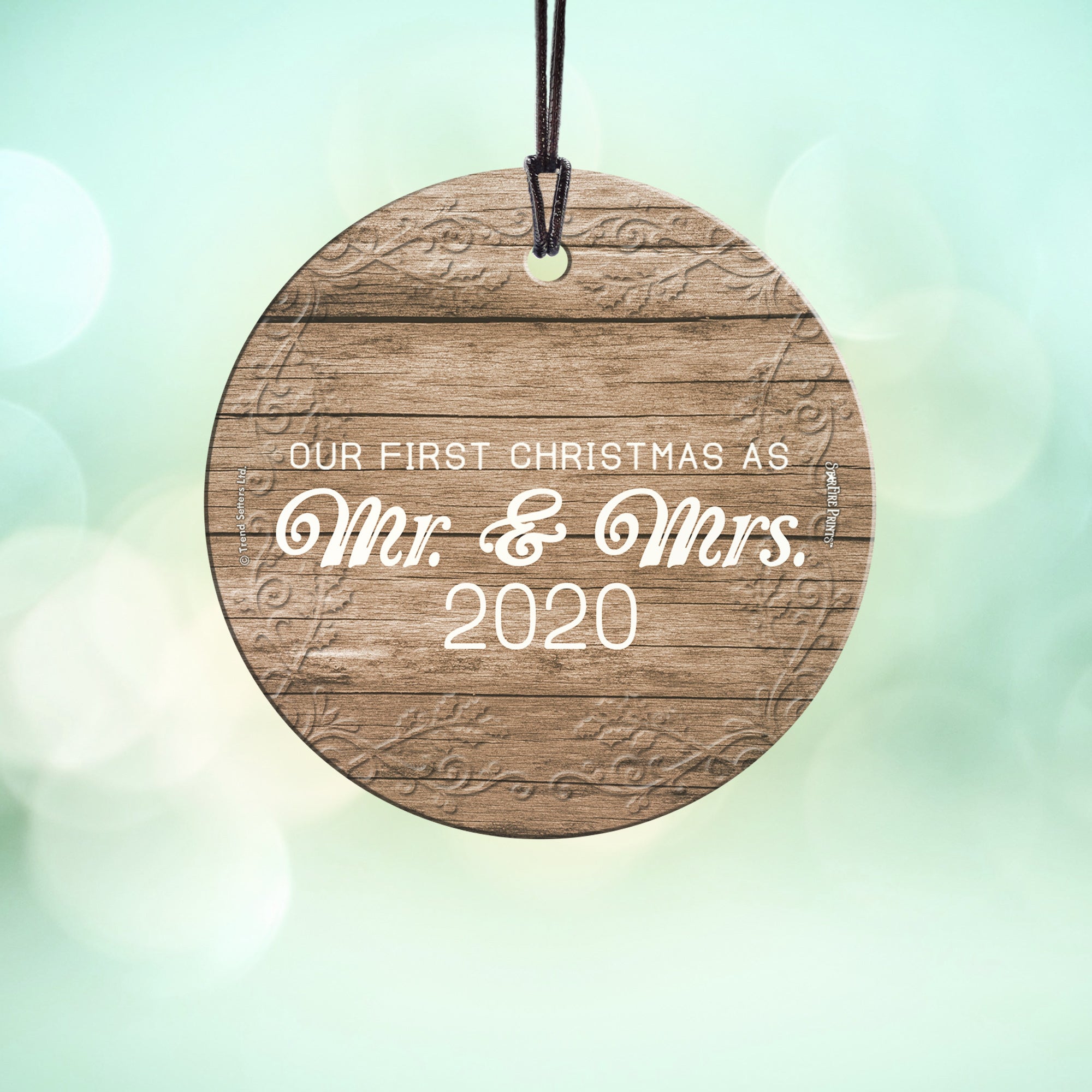 Christmas Collection (Embossed Christmas - Personalized) StarFire Prints Hanging Glass Print SPCIR1136