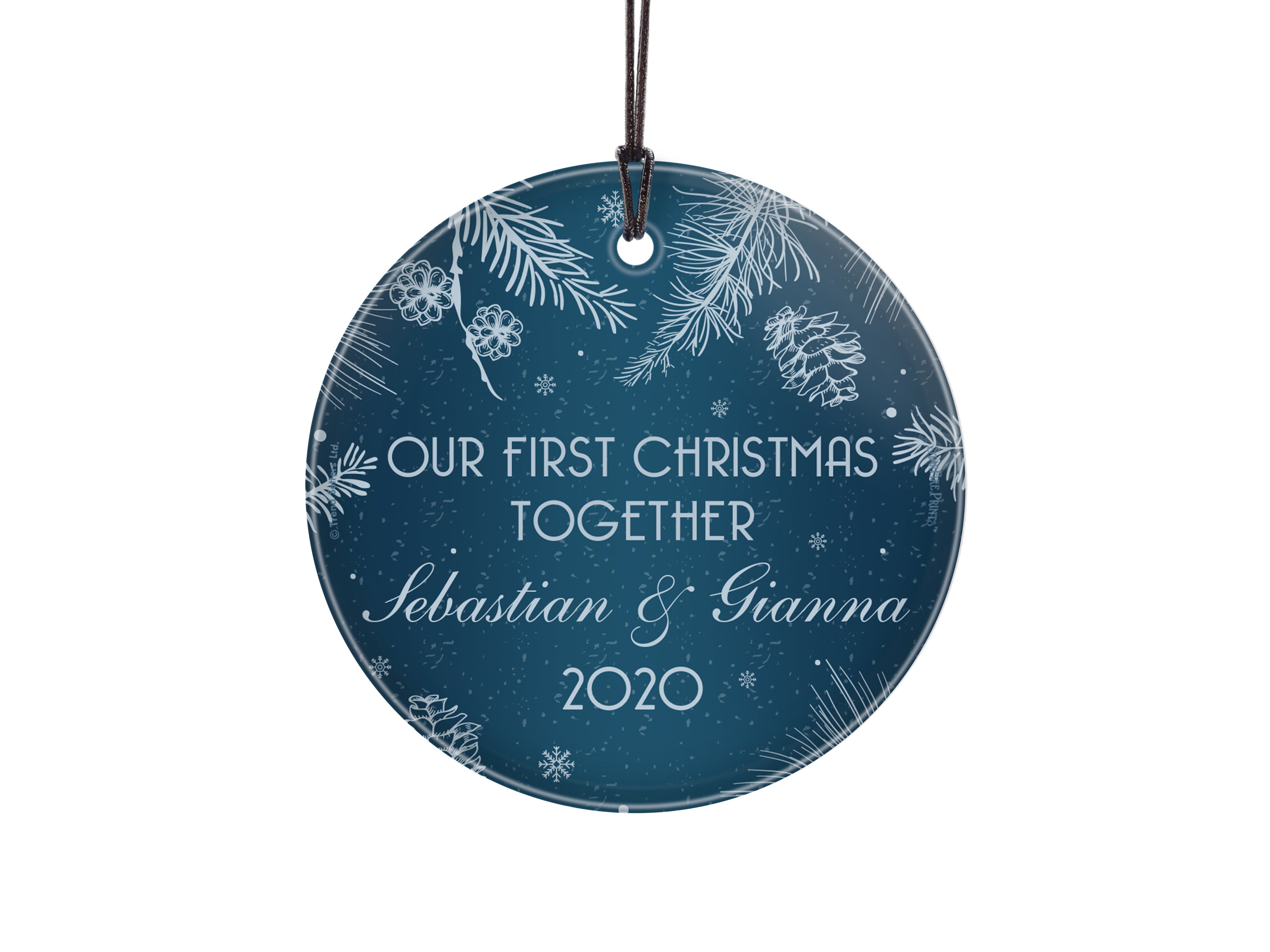 Christmas Collection (Blue Christmas - Personalized) StarFire Prints Hanging Glass Print SPCIR1139