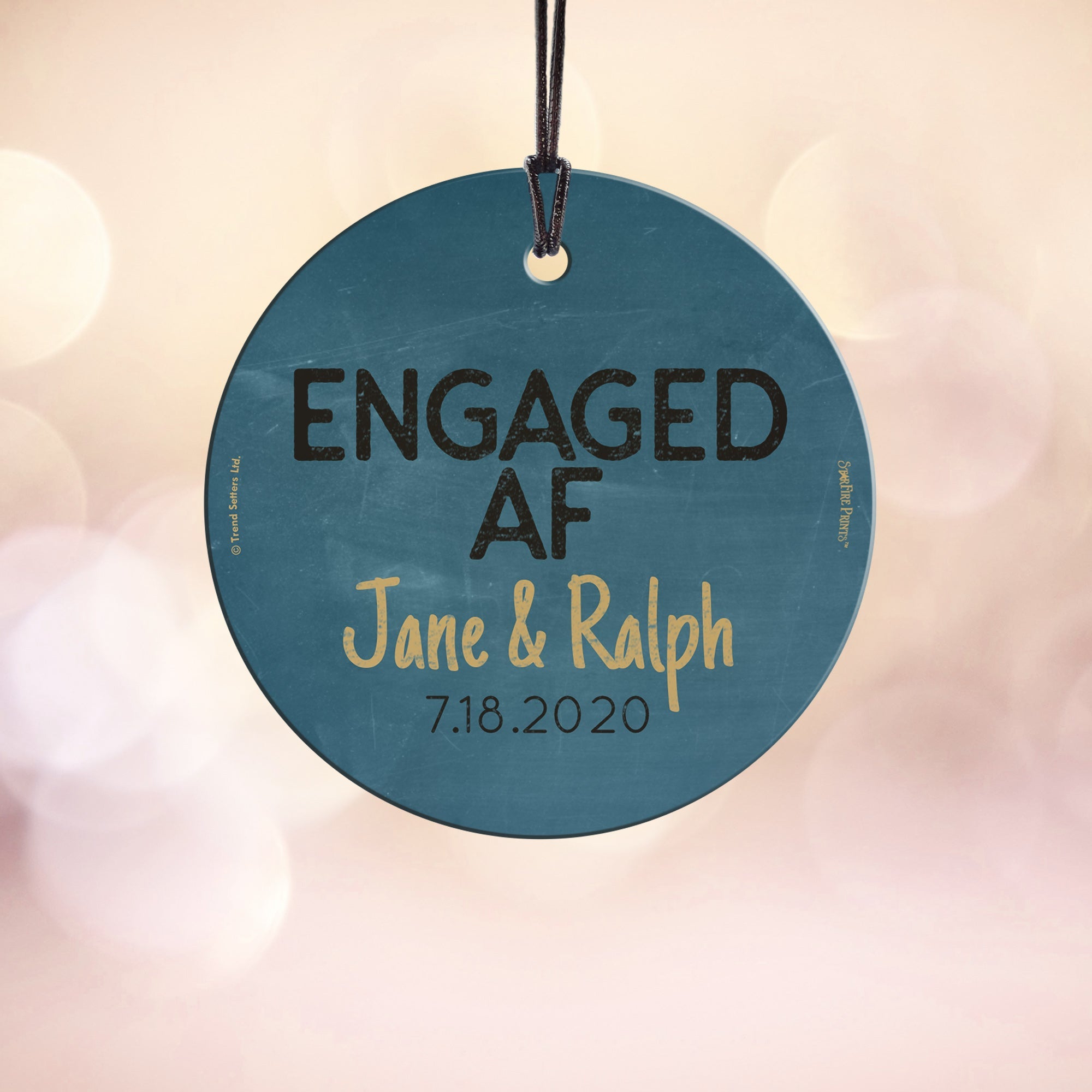 Couples Collection (Engaged AF - Personalized) StarFire Prints Hanging Glass Print SPCIR1140