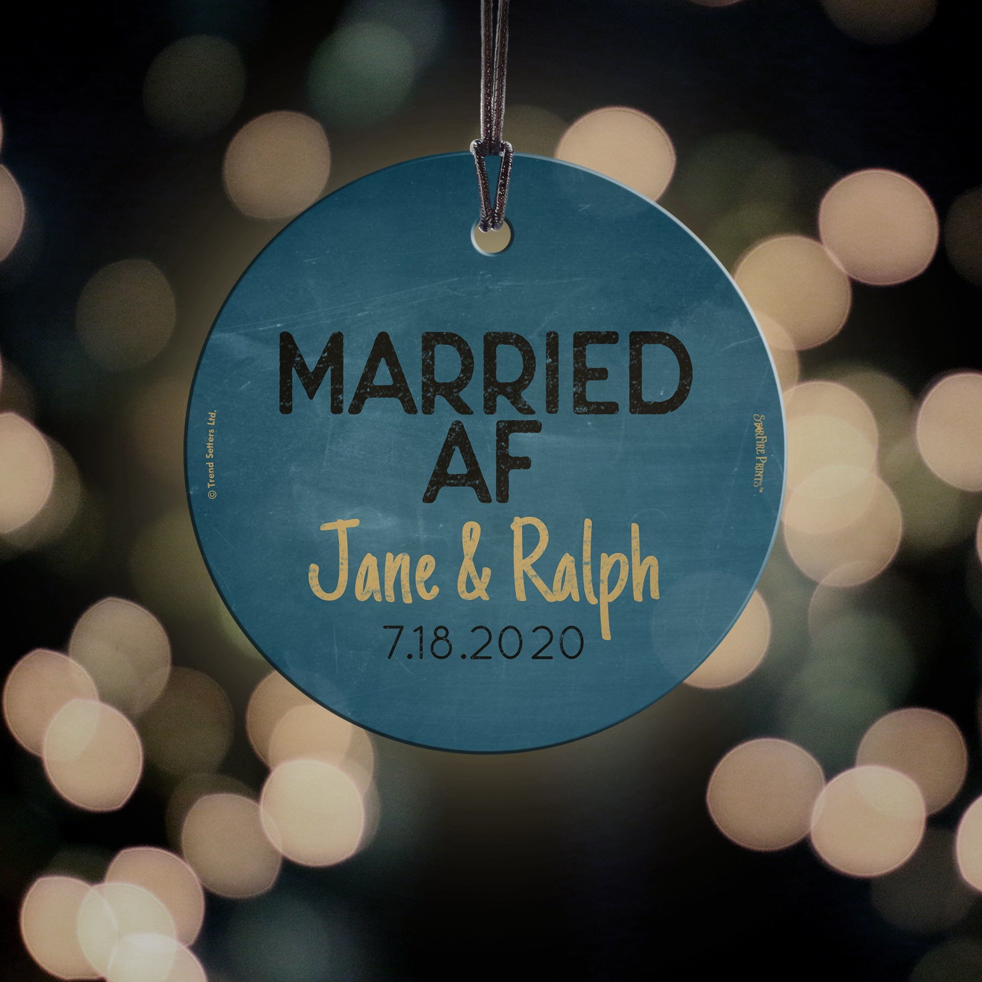 Couples Collection (Married AF - Personalized) StarFire Prints Hanging Glass Print SPCIR1146