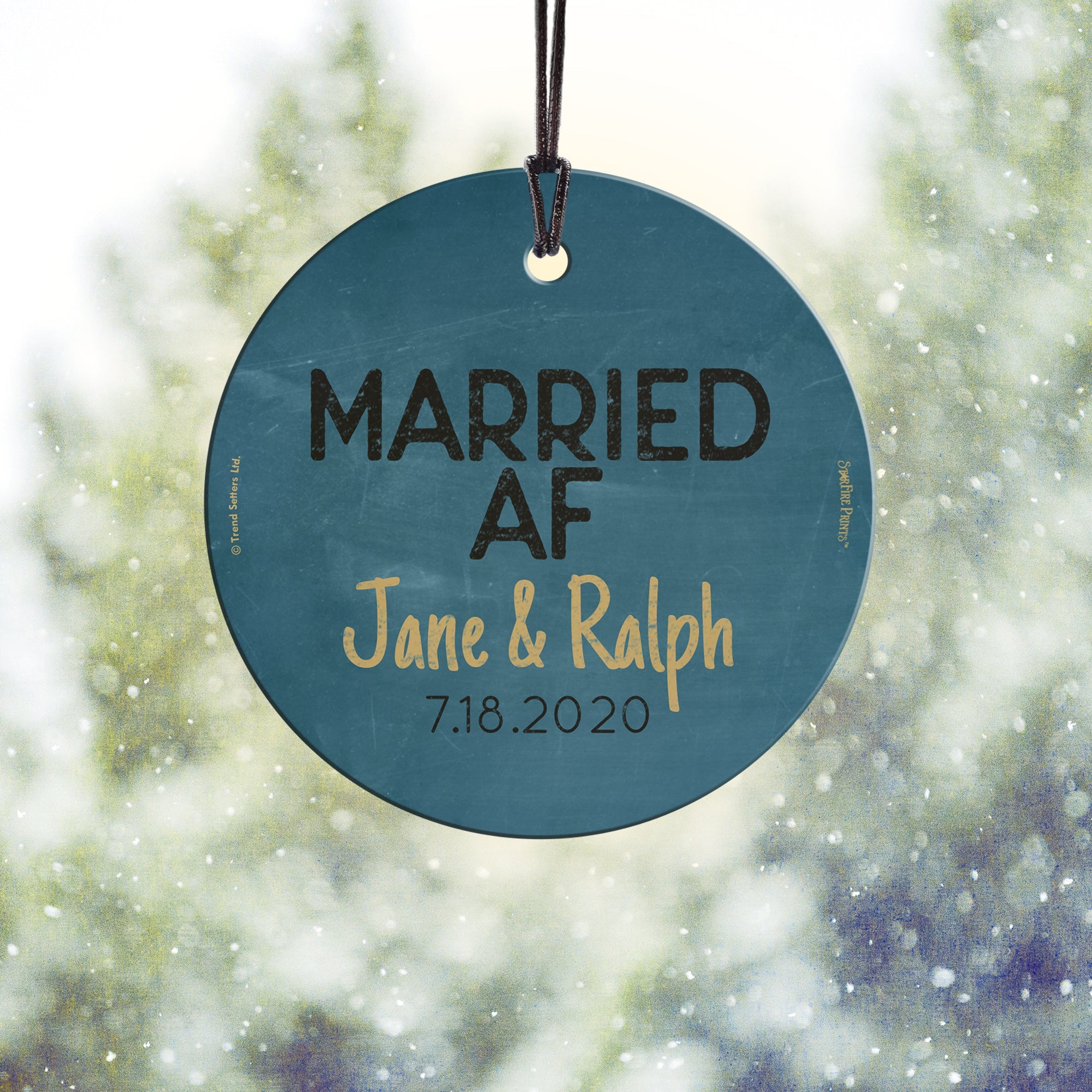 Couples Collection (Married AF - Personalized) StarFire Prints Hanging Glass Print SPCIR1146