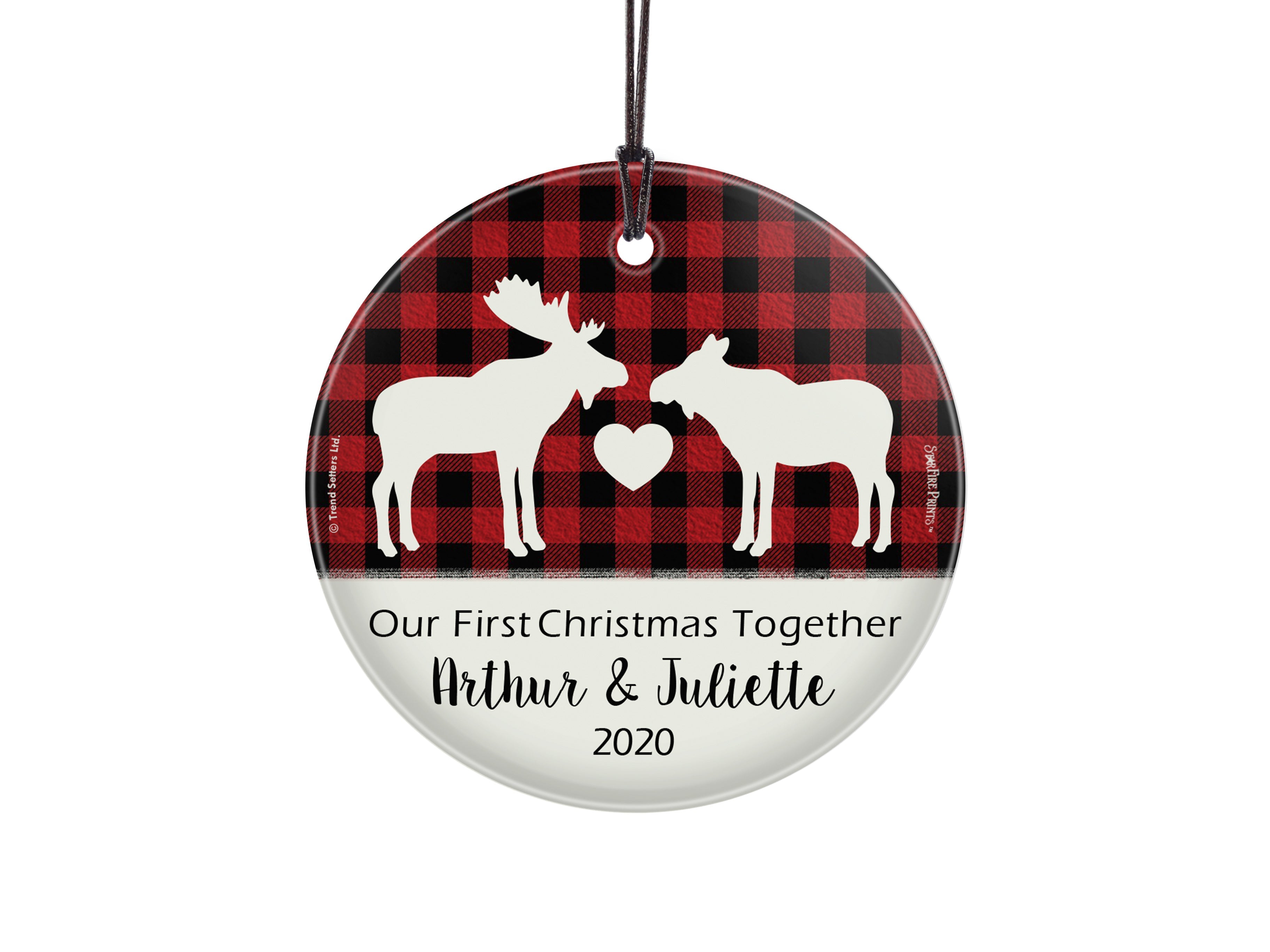 Christmas Collection (Moose Christmas - Personalized) StarFire Prints Hanging Glass Print SPCIR1147