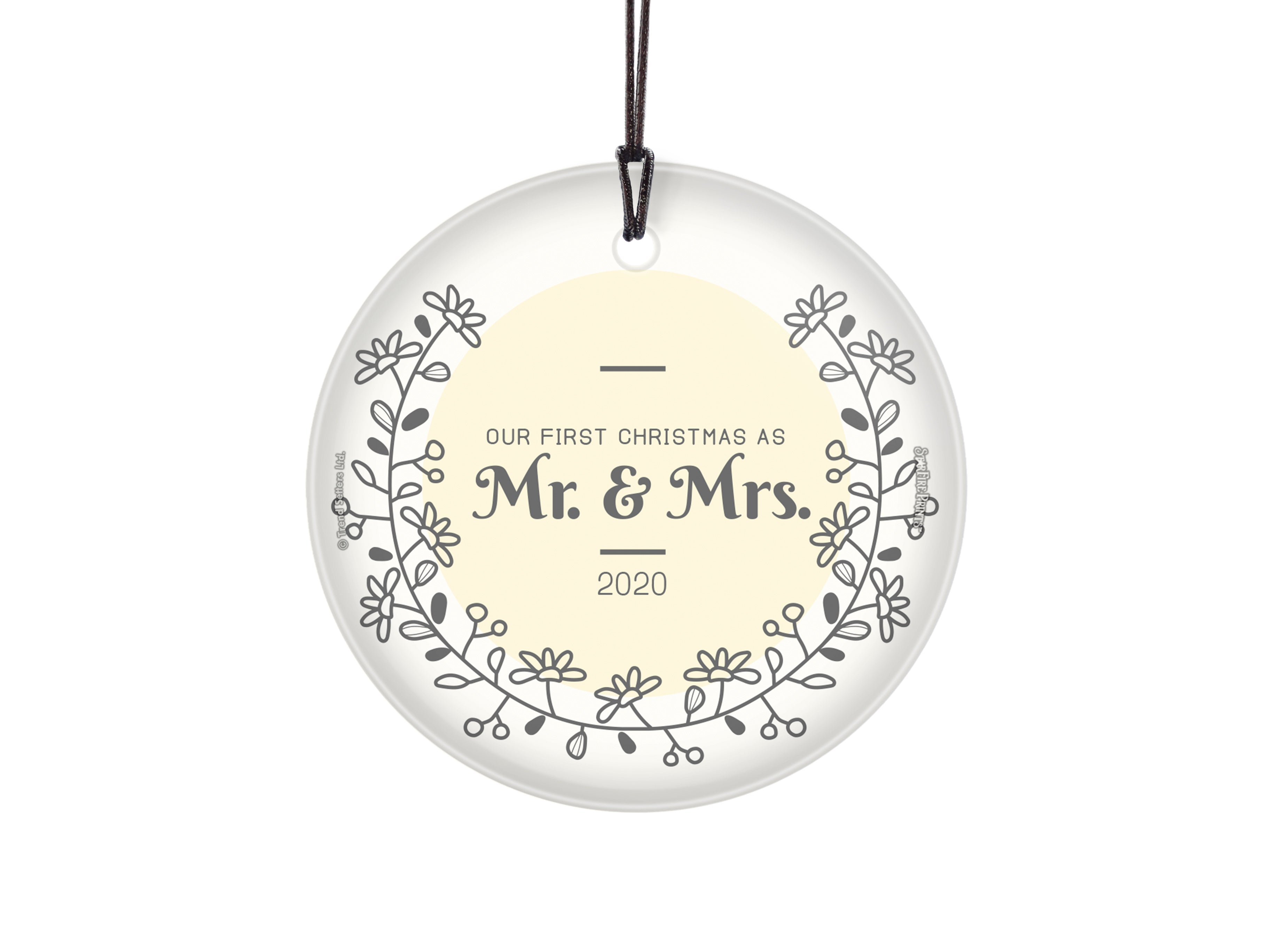 Christmas Collection (Wreath - Personalized) StarFire Prints Hanging Glass Print SPCIR1155