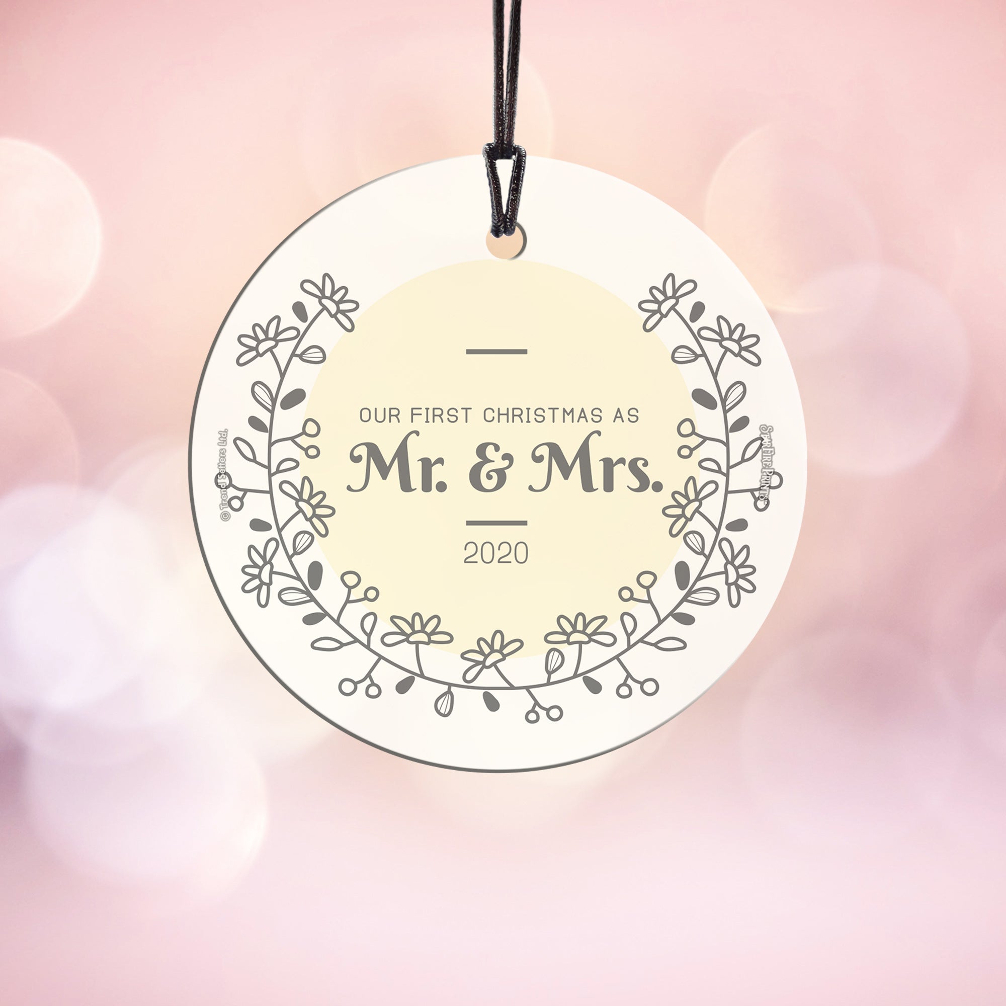 Christmas Collection (Wreath - Personalized) StarFire Prints Hanging Glass Print SPCIR1155