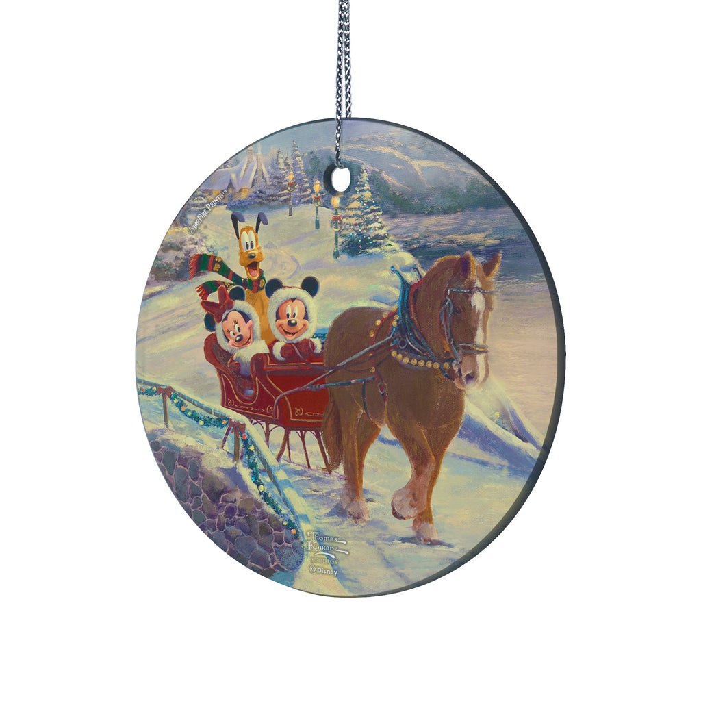 Disney (Mickey and Minnie Evening Sleigh Ride Mickey and Minnie) StarFire Prints™ Hanging Glass Print SPCIR1174