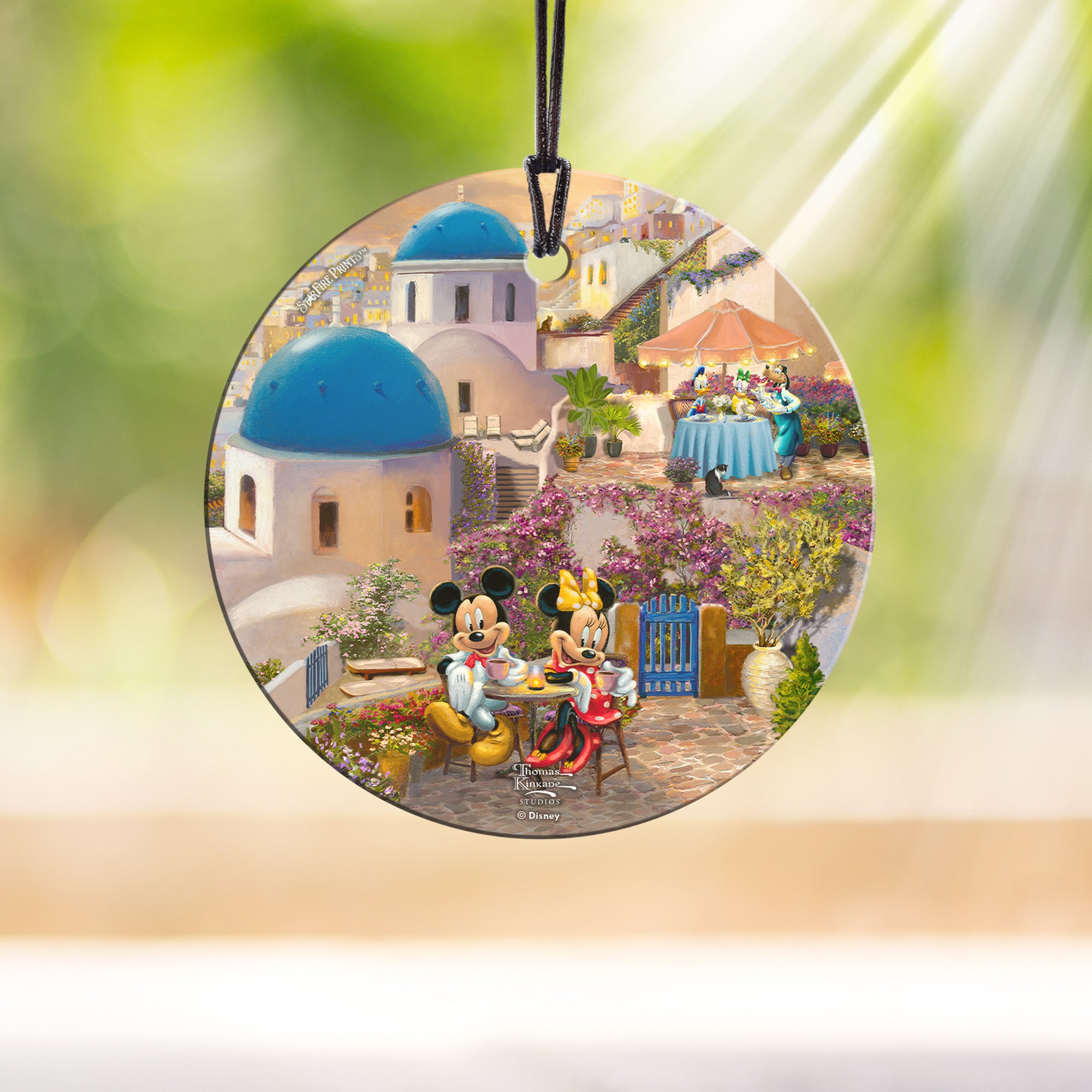 Disney (Mickey and Minnie in Greece) StarFire Prints™ Hanging Glass Print SPCIR1175