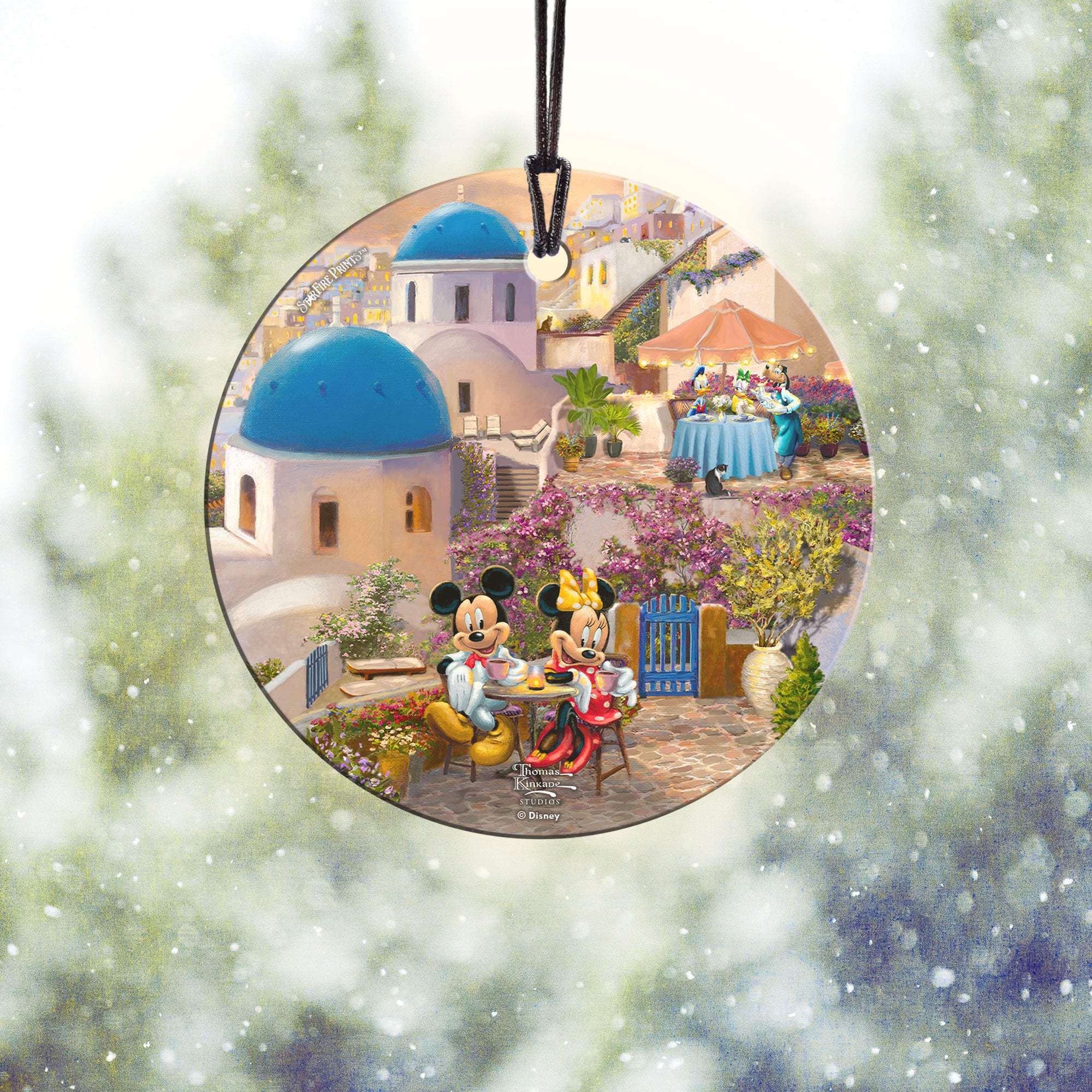 Disney (Mickey and Minnie in Greece) StarFire Prints™ Hanging Glass Print SPCIR1175