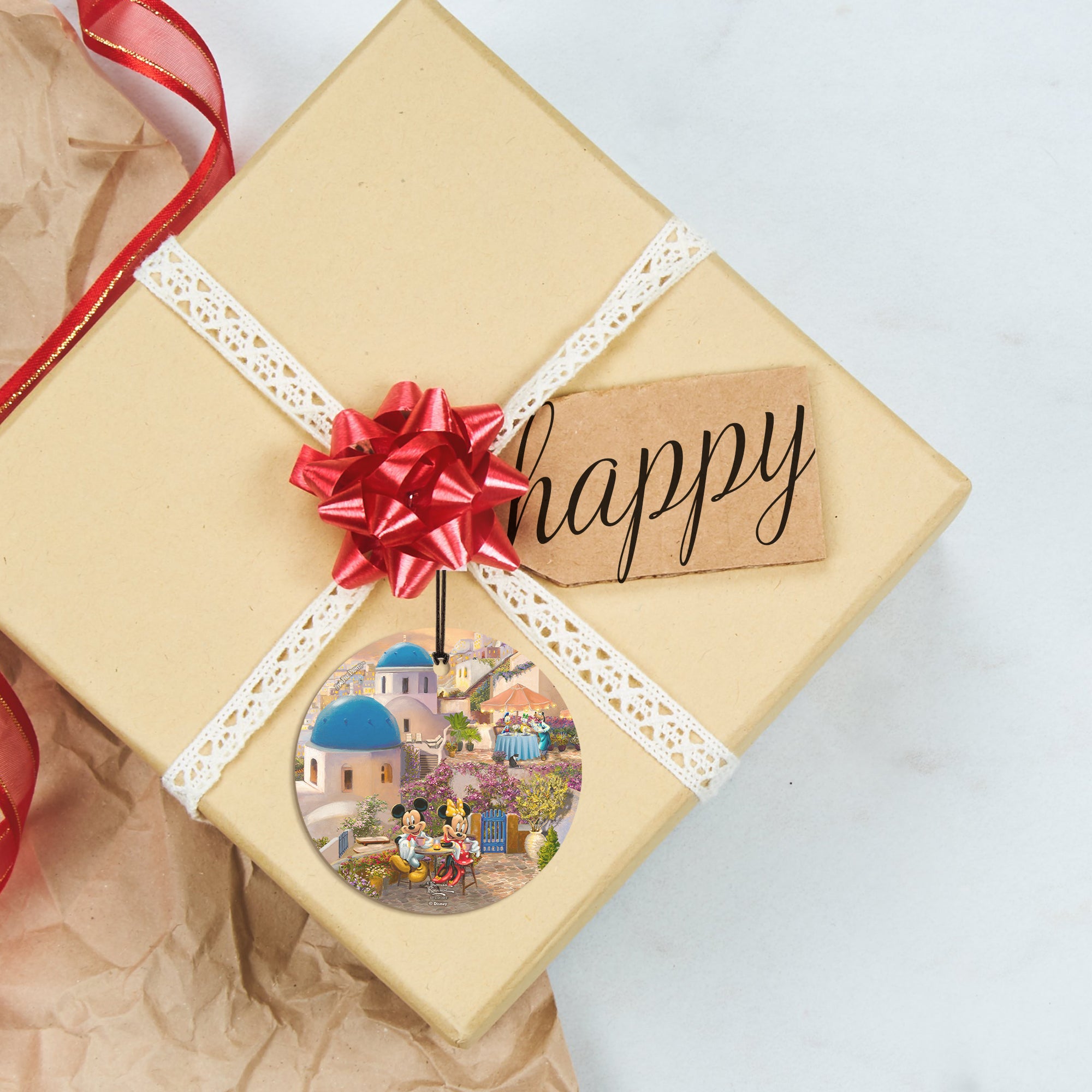 Disney (Mickey and Minnie in Greece) StarFire Prints™ Hanging Glass Print SPCIR1175