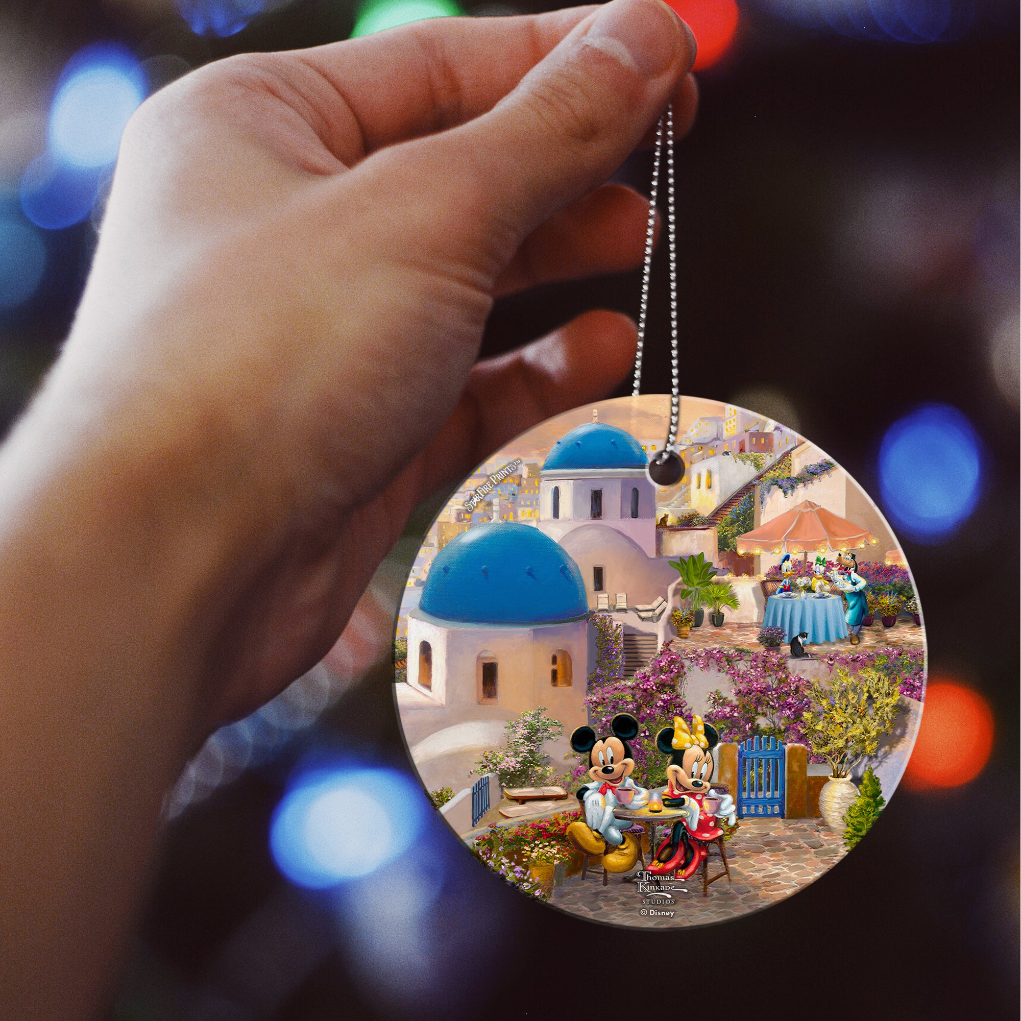 Disney (Mickey and Minnie in Greece) StarFire Prints™ Hanging Glass Print SPCIR1175