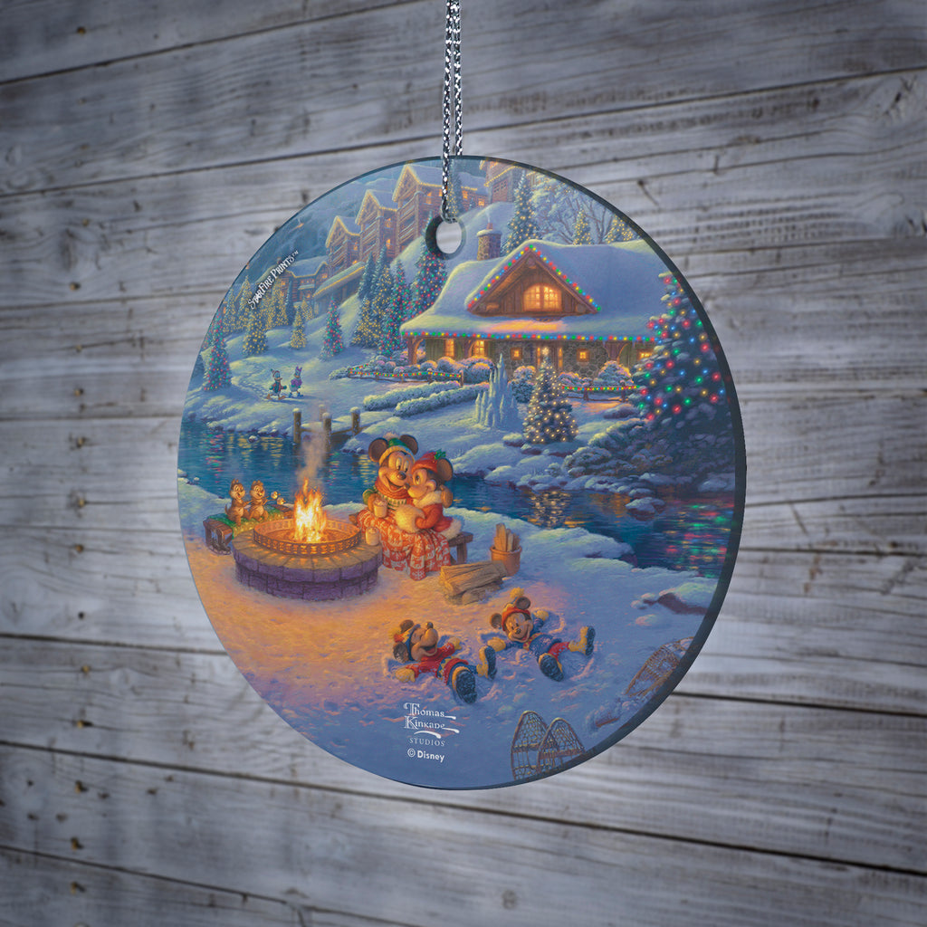 Disney (Mickey and Minnie Christmas Lodge) StarFire Prints™ Hanging Glass Print SPCIR1179