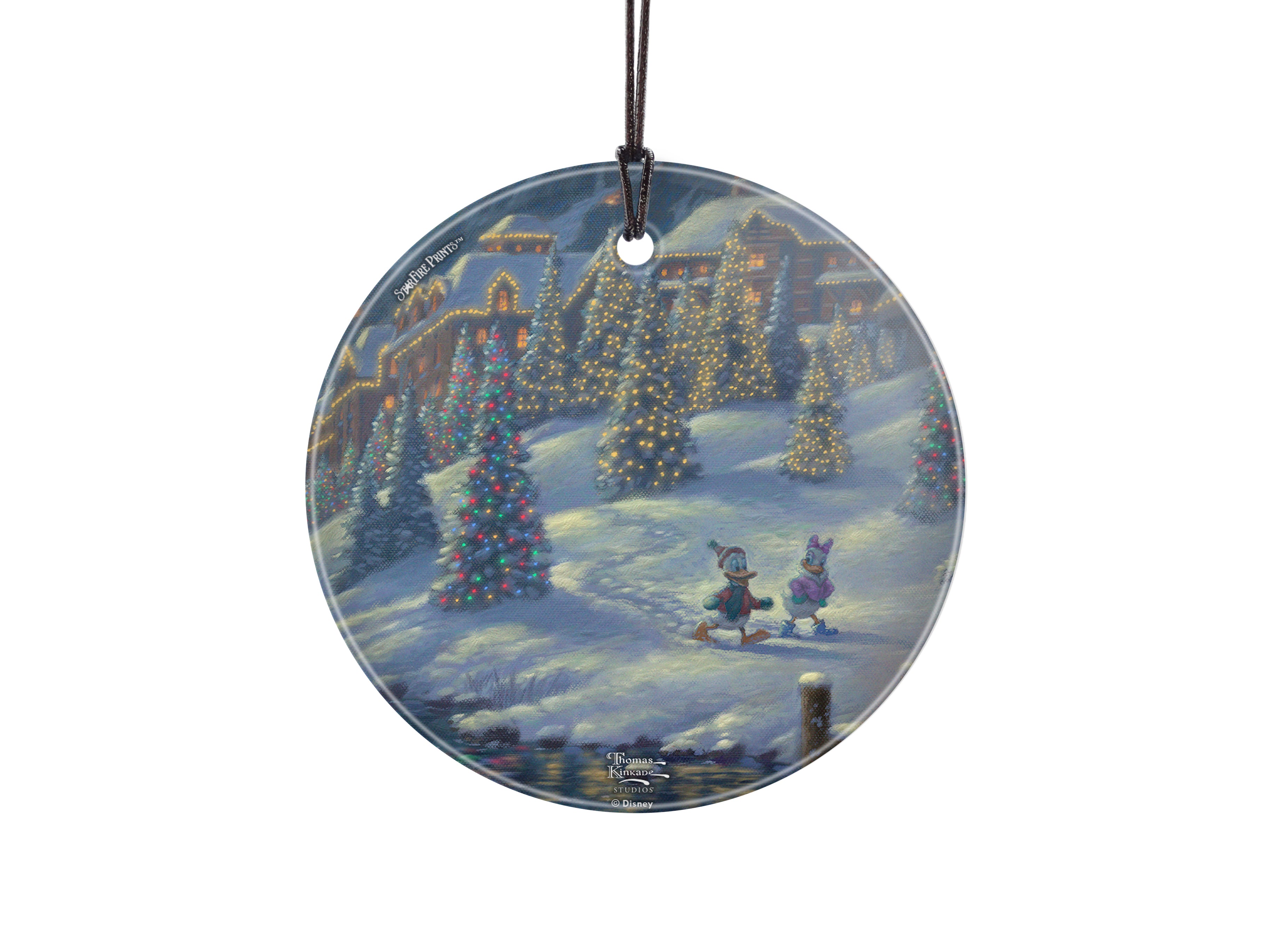 Disney (Mickey and Minnie Christmas Lodge - Donald and Daisy) StarFire Prints™ Hanging Glass Print SPCIR1180