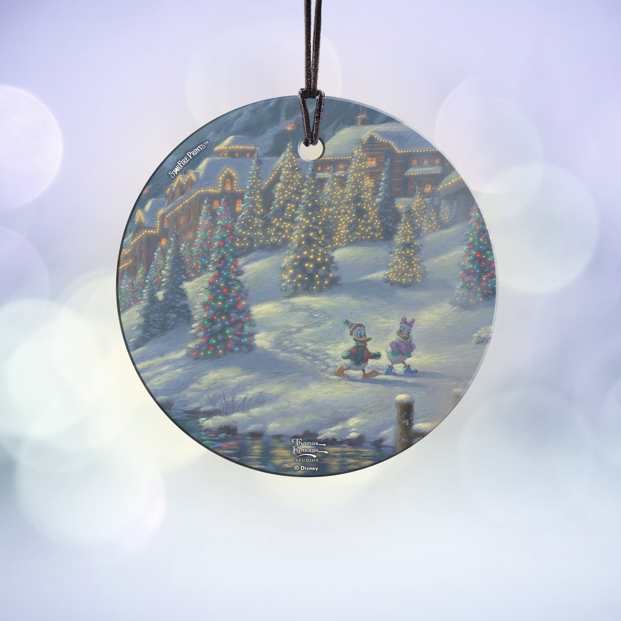 Disney (Mickey and Minnie Christmas Lodge - Donald and Daisy) StarFire Prints™ Hanging Glass Print SPCIR1180