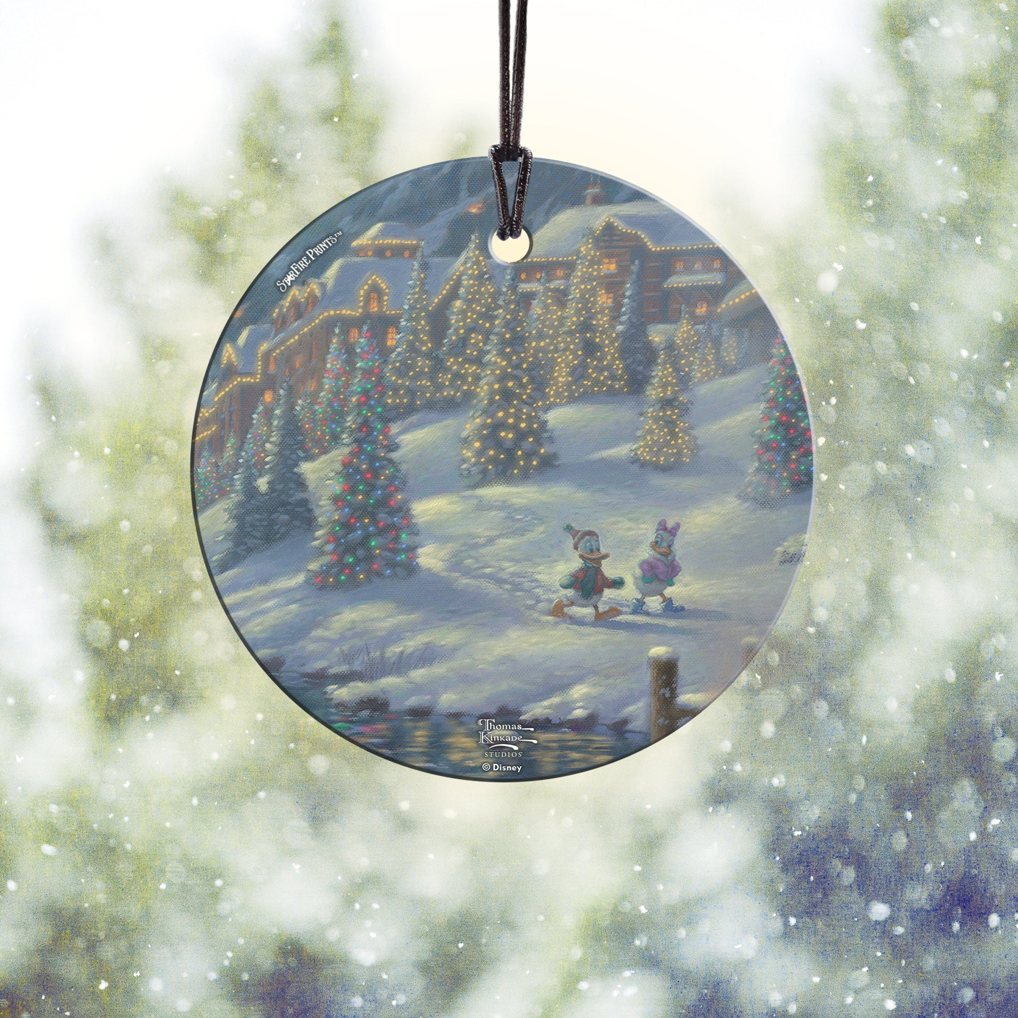 Disney (Mickey and Minnie Christmas Lodge - Donald and Daisy) StarFire Prints™ Hanging Glass Print SPCIR1180