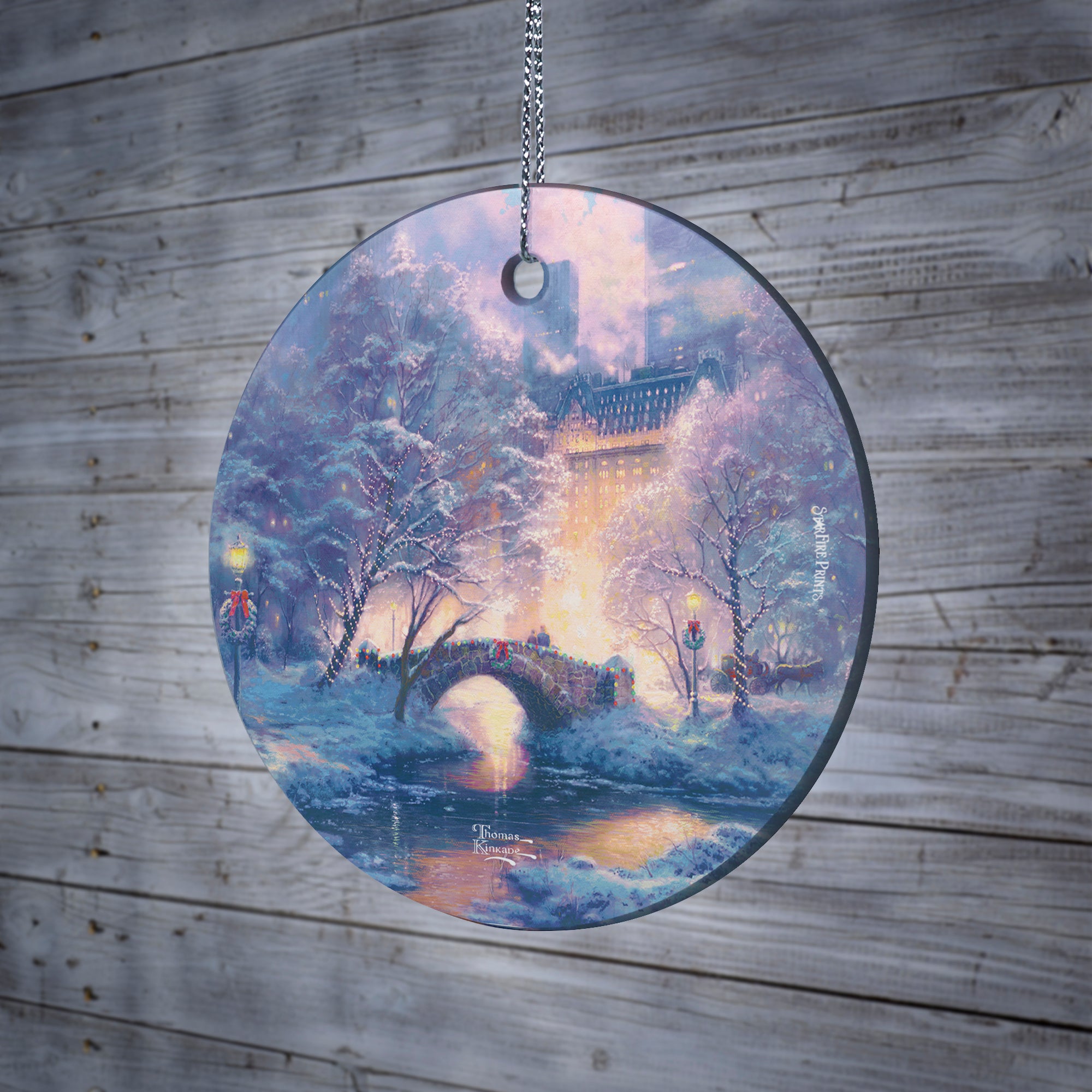 Thomas Kinkade Studios (Holiday in Central Park) StarFire Prints™ Hanging Glass Print SPCIR1187