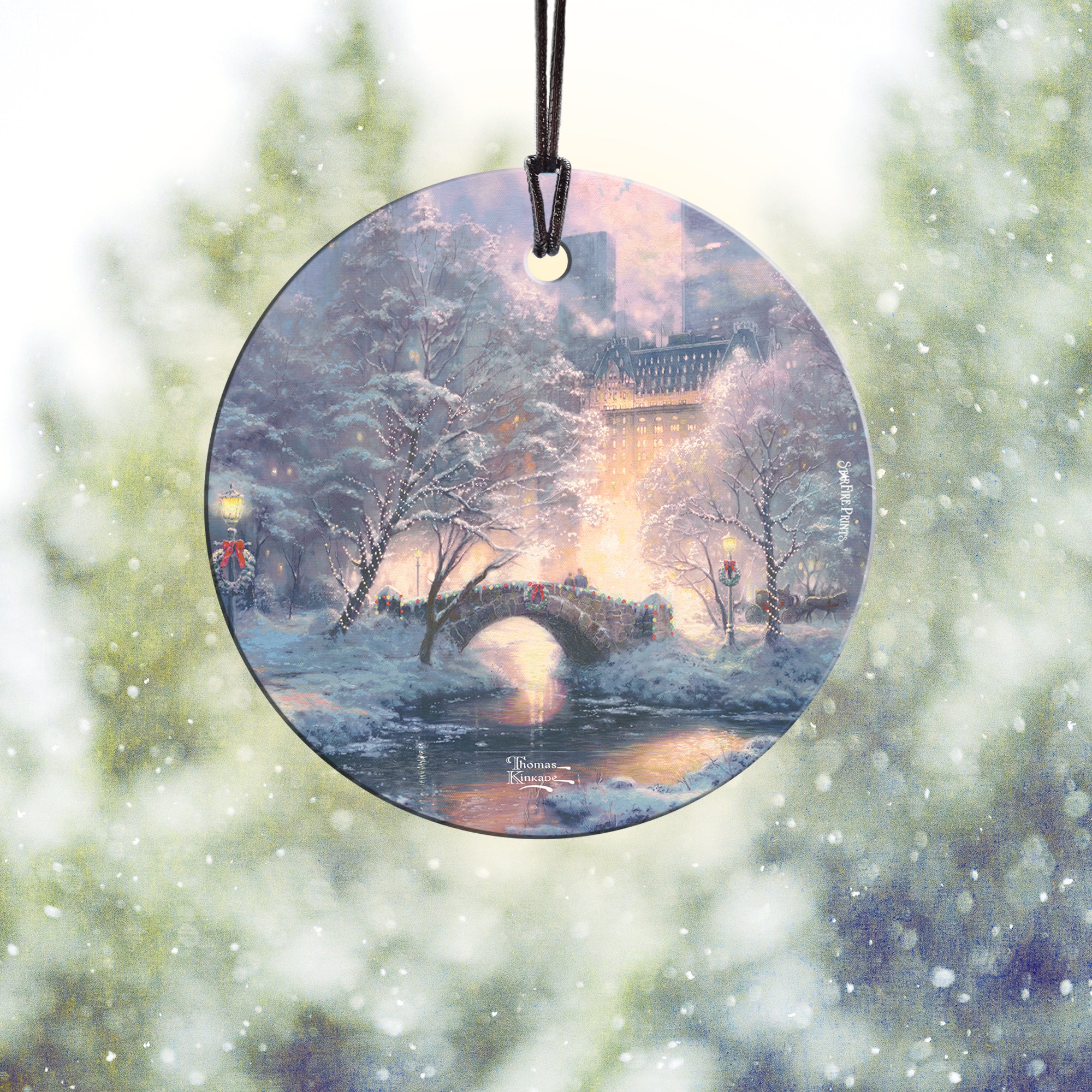 Thomas Kinkade Studios (Holiday in Central Park) StarFire Prints™ Hanging Glass Print SPCIR1187