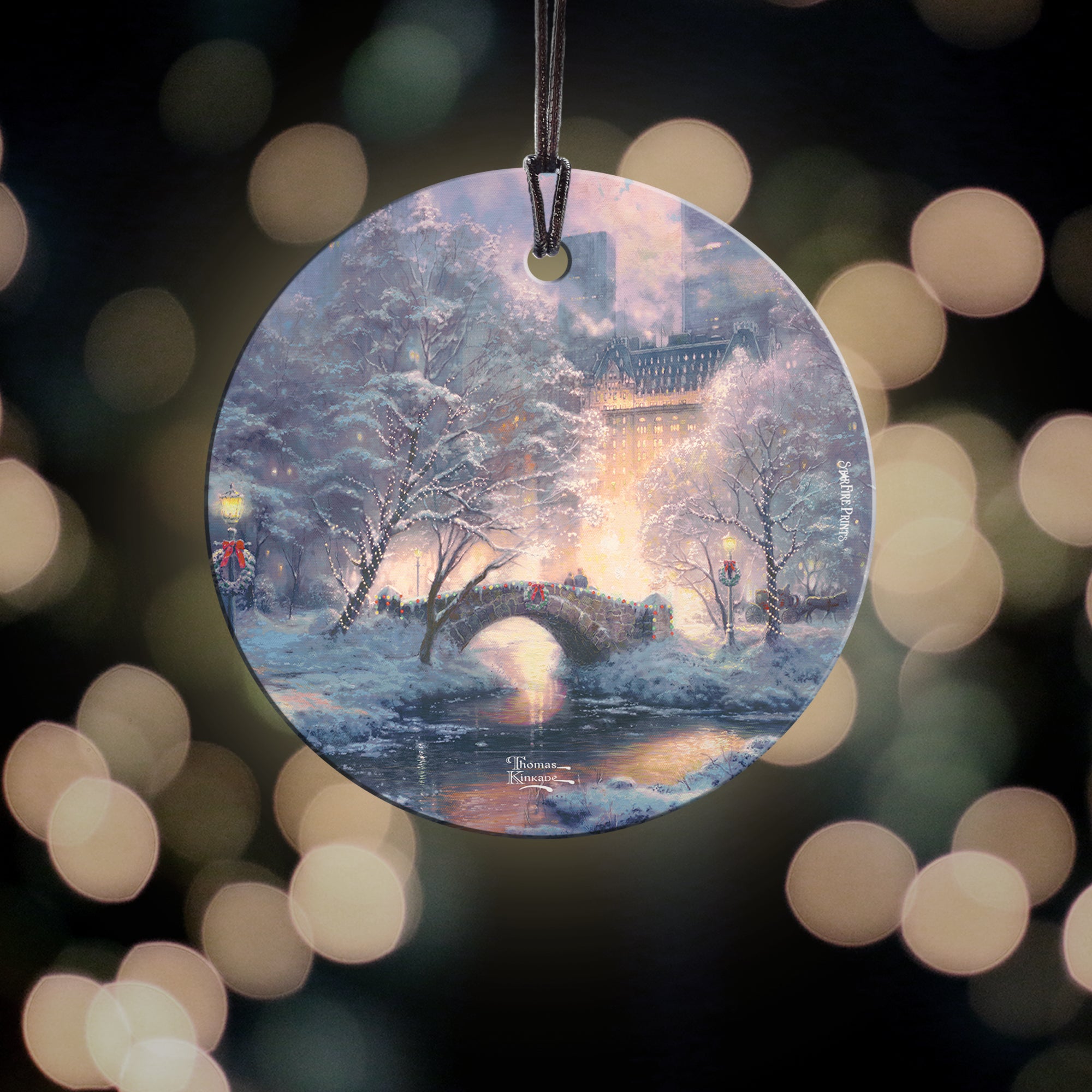 Thomas Kinkade Studios (Holiday in Central Park) StarFire Prints™ Hanging Glass Print SPCIR1187