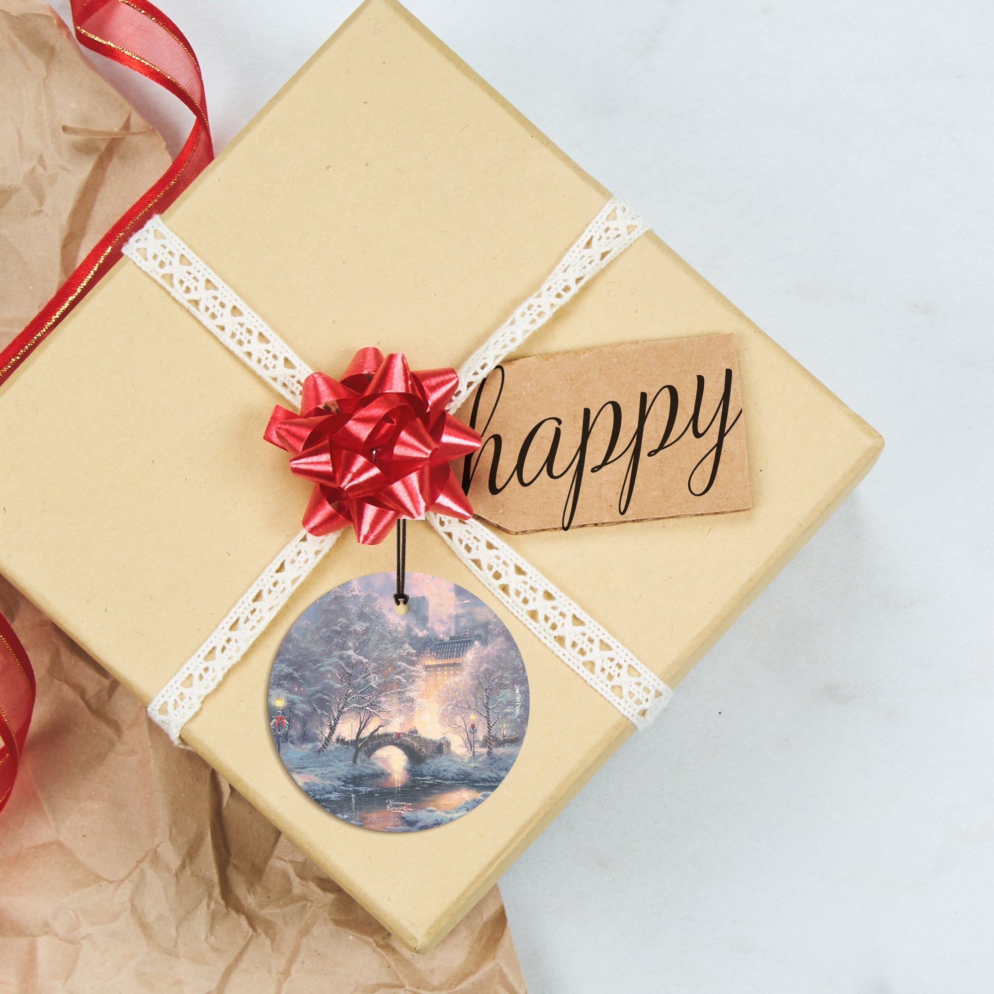 Thomas Kinkade Studios (Holiday in Central Park) StarFire Prints™ Hanging Glass Print SPCIR1187