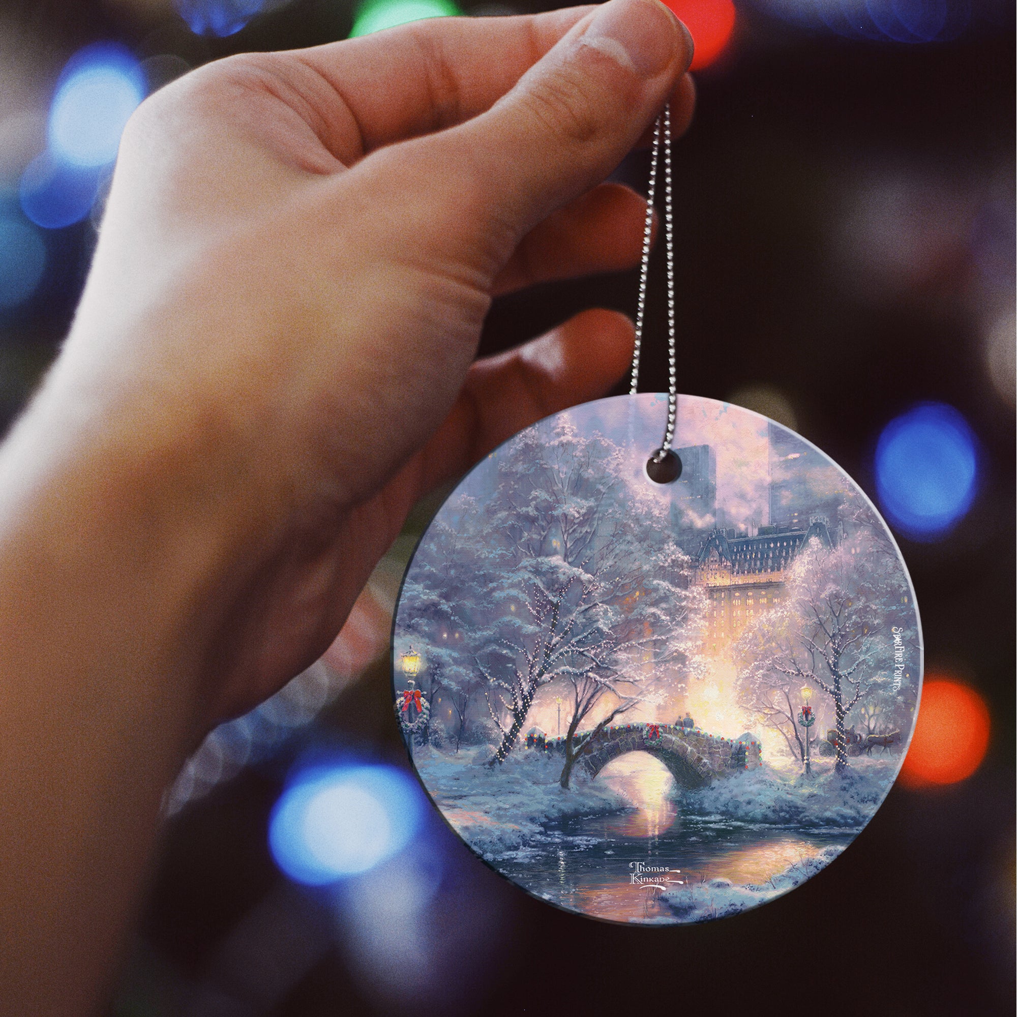 Thomas Kinkade Studios (Holiday in Central Park) StarFire Prints™ Hanging Glass Print SPCIR1187