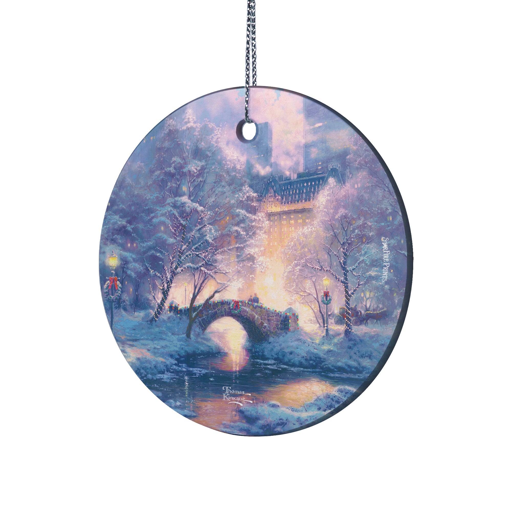 Thomas Kinkade Studios (Holiday in Central Park) StarFire Prints™ Hanging Glass Print SPCIR1187