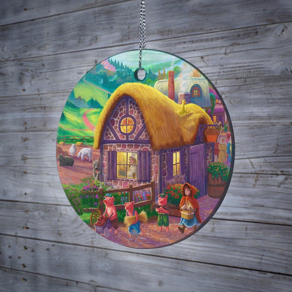 Zac Kinkade (Storybook Land - 3 Little Pigs) StarFire Prints™ Hanging Glass Print SPCIR1202