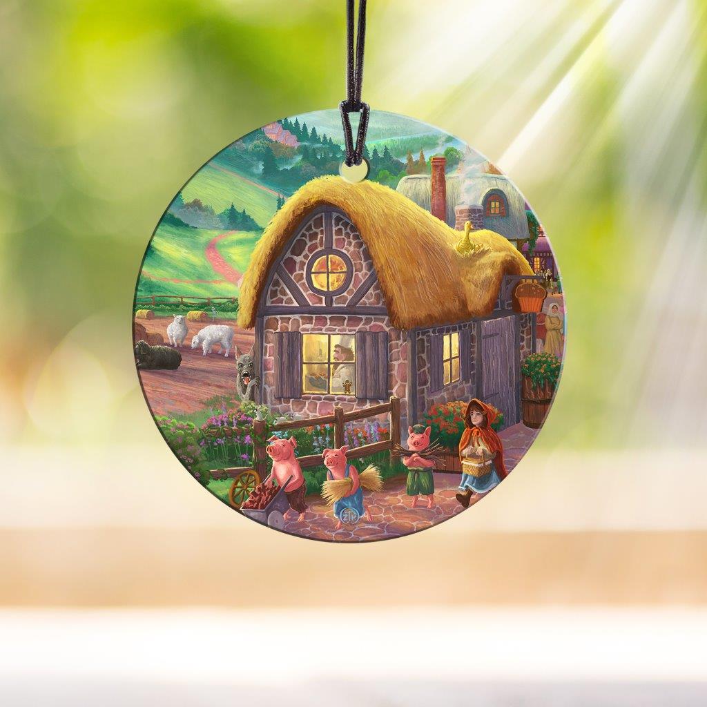 Zac Kinkade (Storybook Land - 3 Little Pigs) StarFire Prints™ Hanging Glass Print SPCIR1202